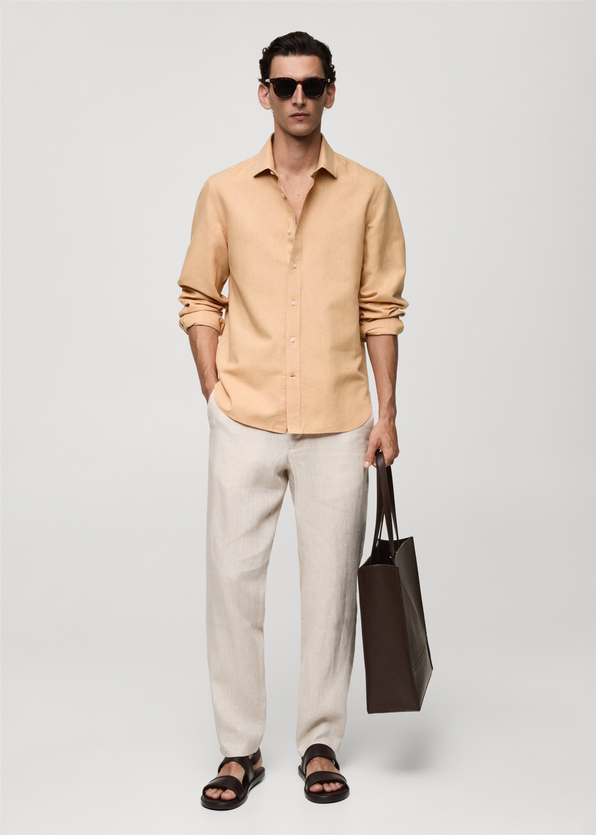 Classic-fit linen-blend shirt - General plane