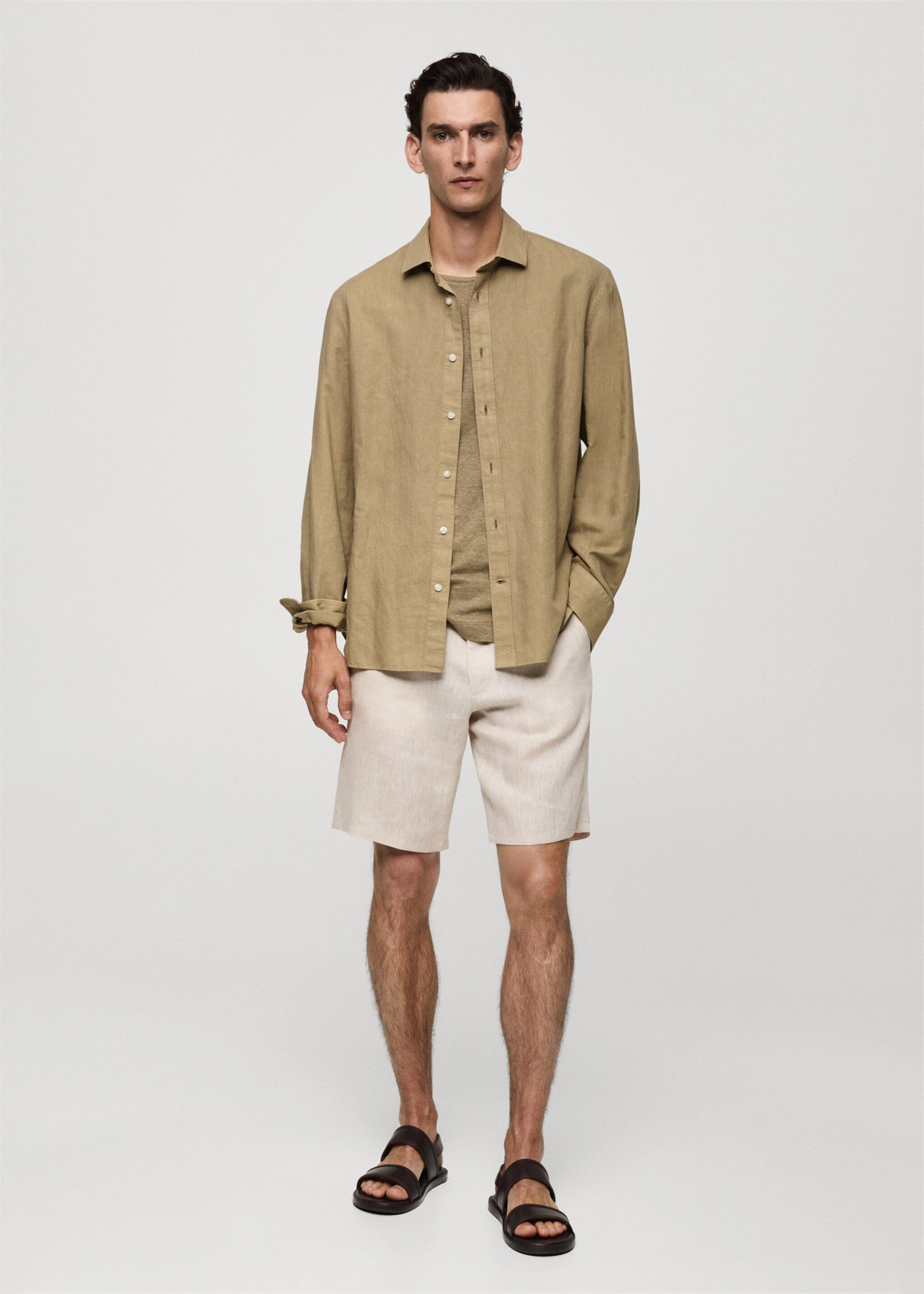 Classic-fit linen-blend shirt - General plane