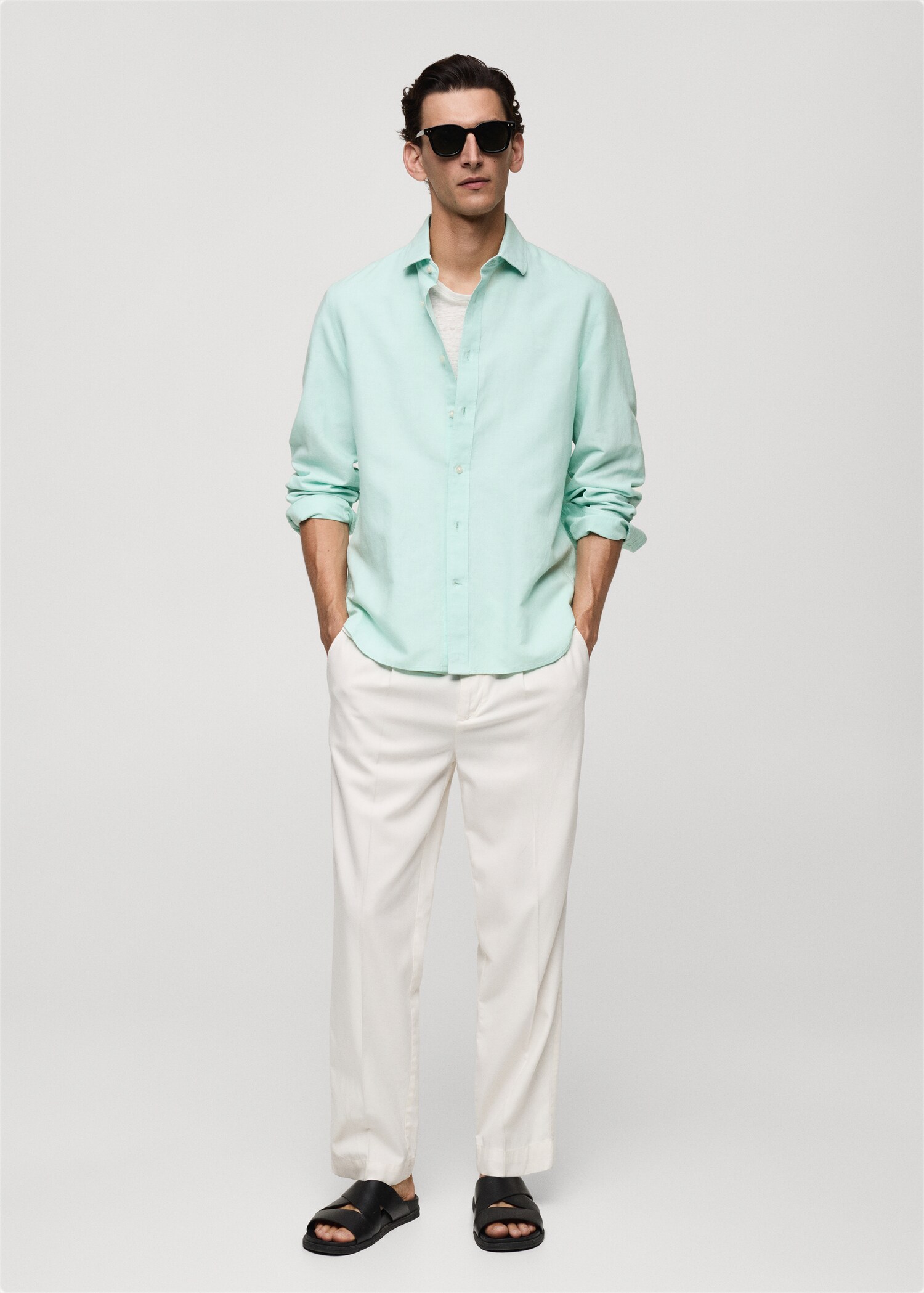 Classic-fit linen-blend shirt - General plane