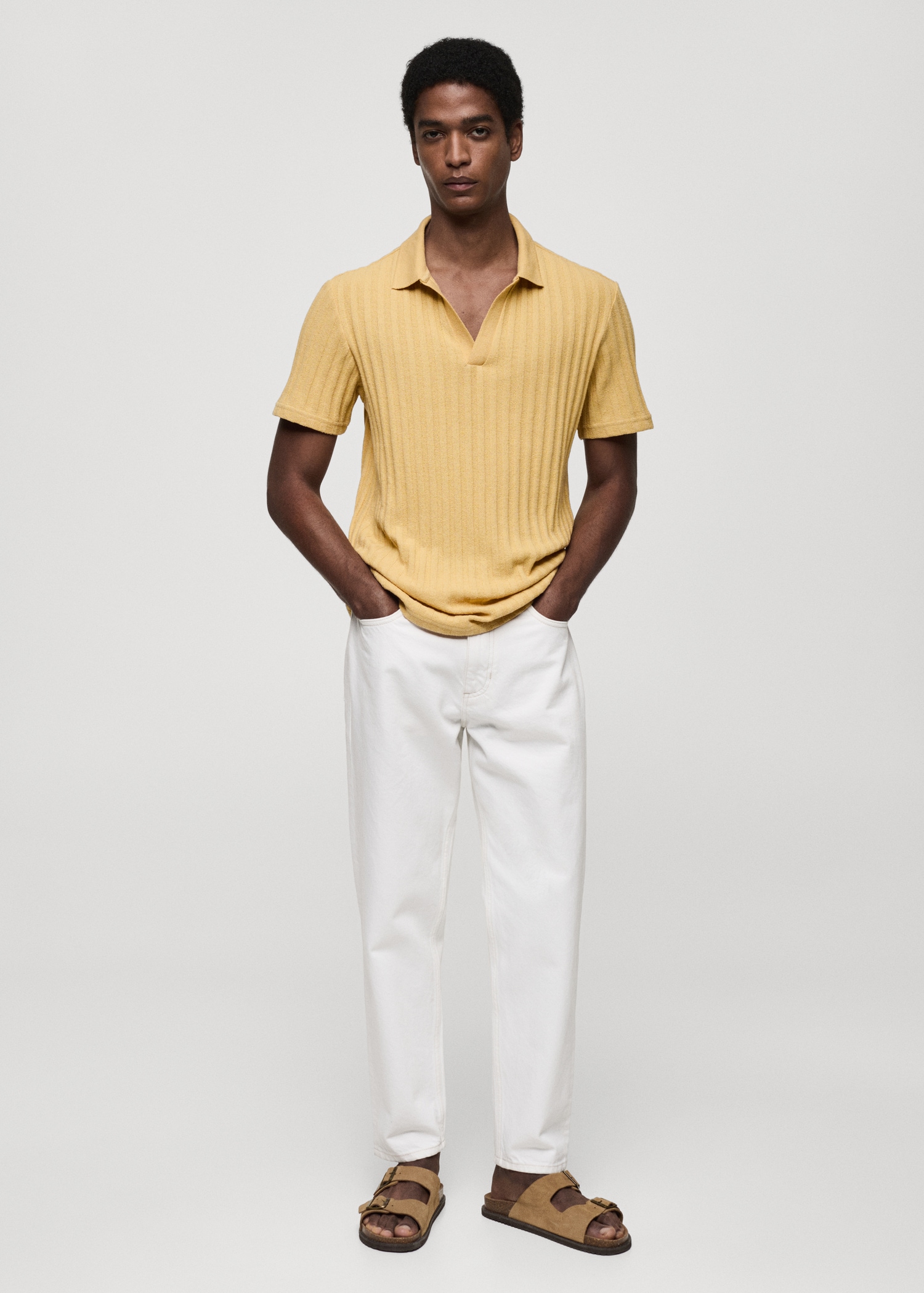 Polo regular-fit coton maille côtelée - Plan général