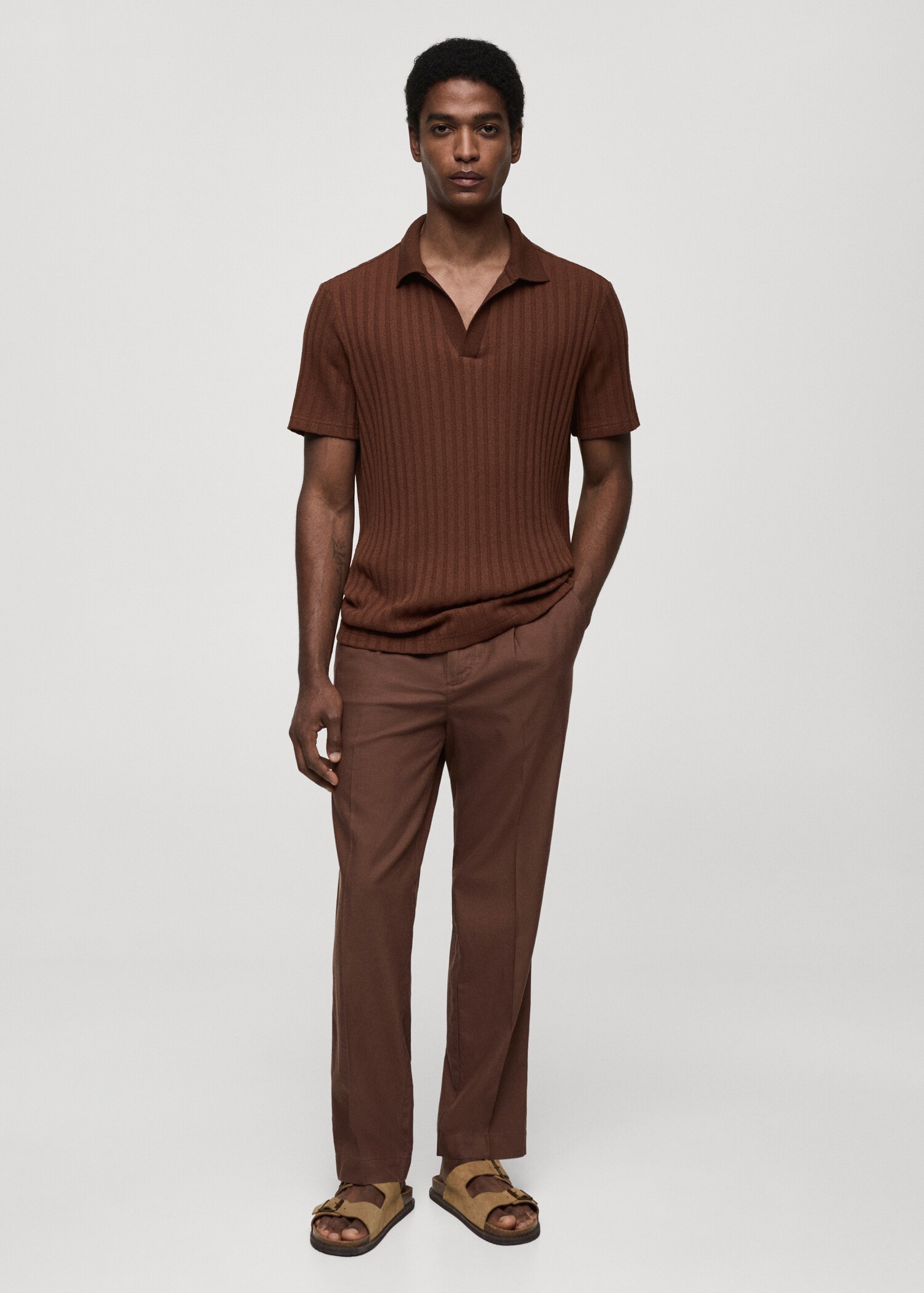 Polo regular-fit coton maille côtelée - Plan général