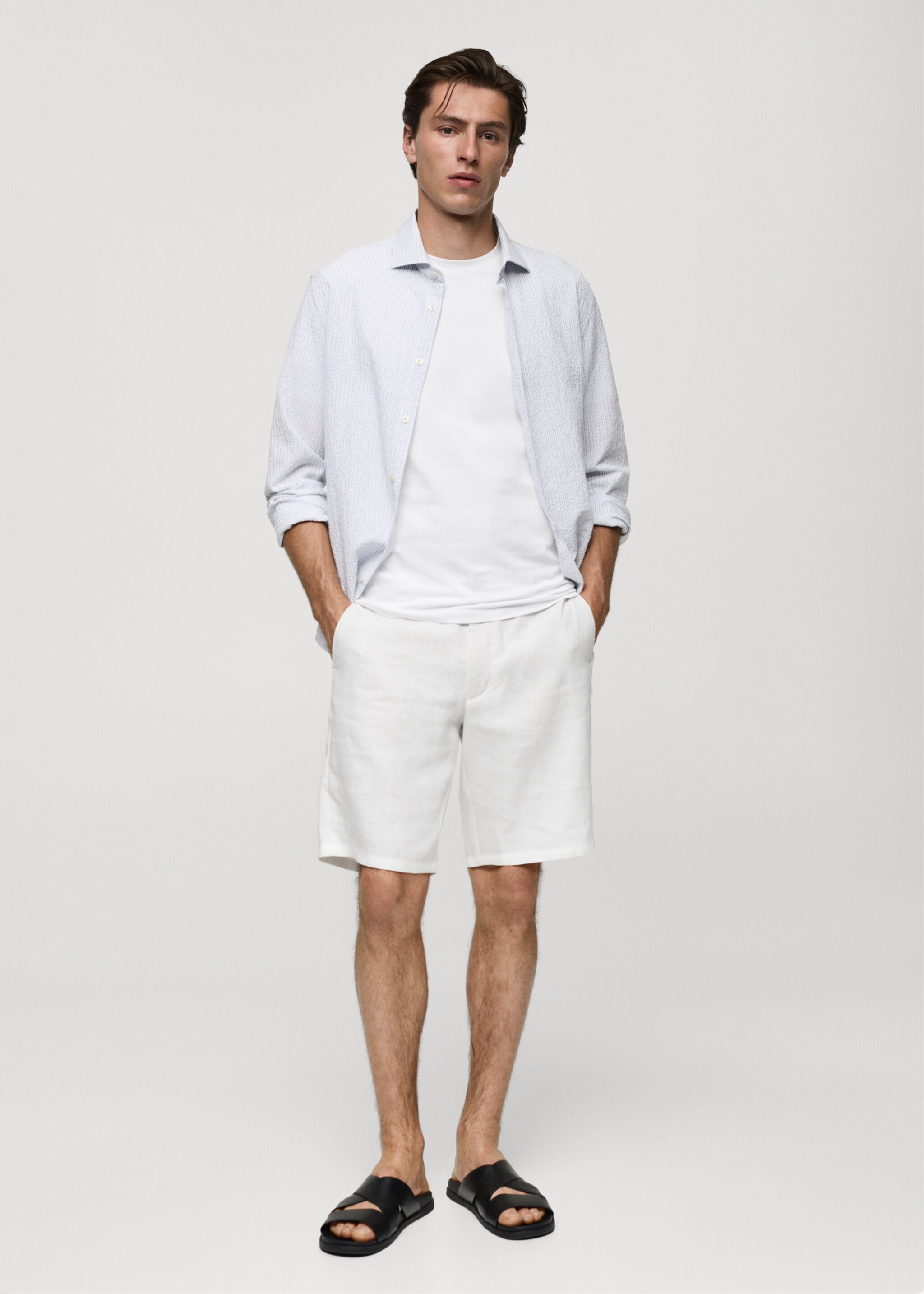 Camisa regular fit algodón seersucker rayas - Plano general