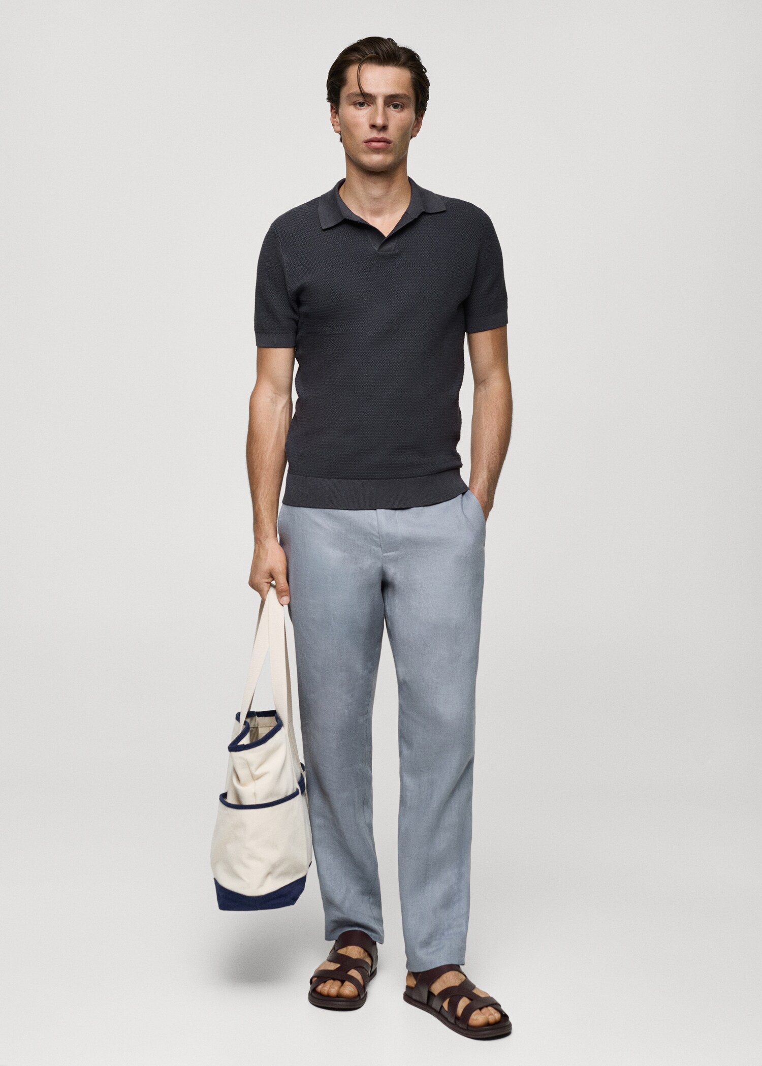 Polo coton Tencel maille torsadée - Plan général