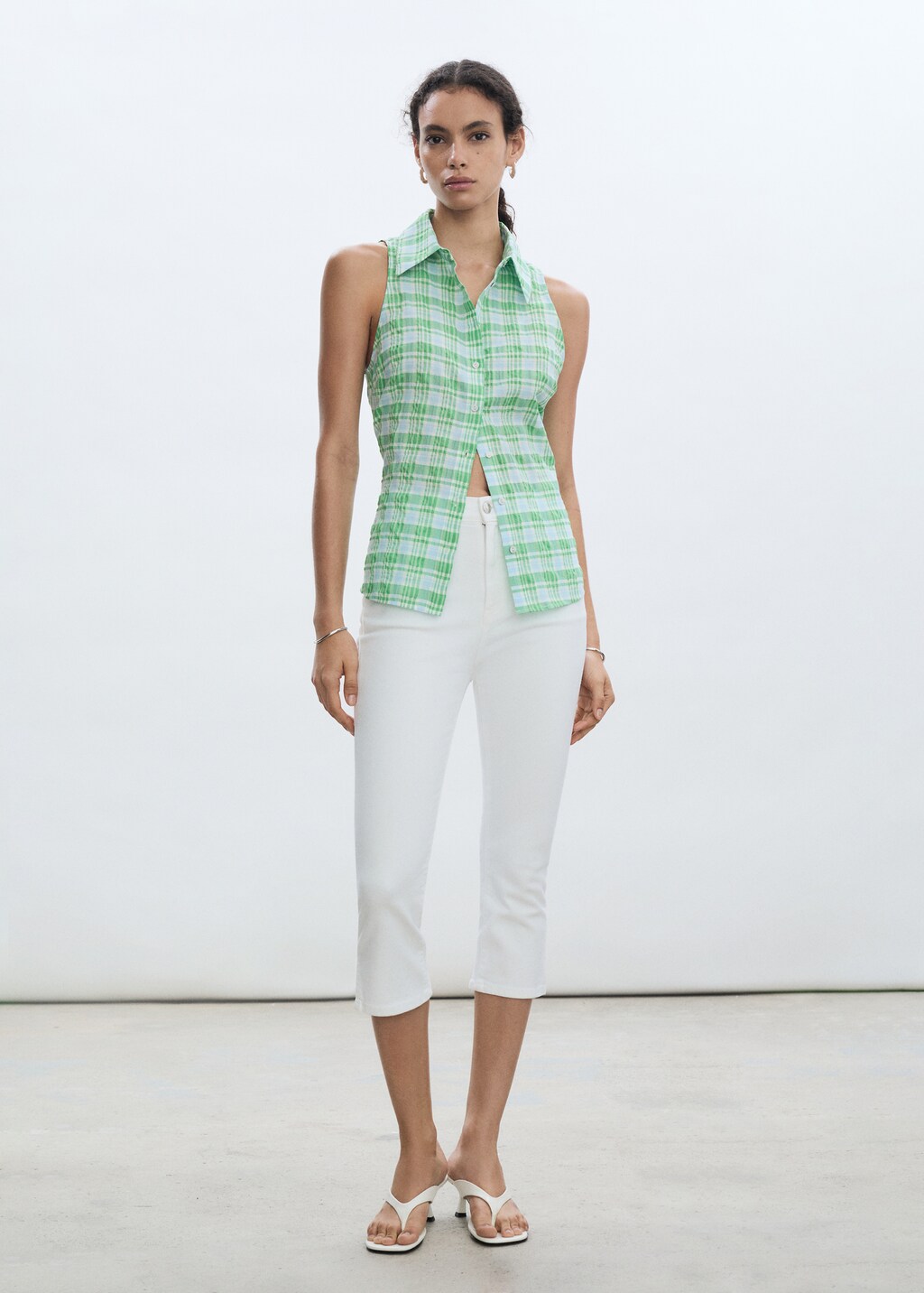 Camisa cuadros sin mangas Mujer MANGO Espana Peninsula y Baleares