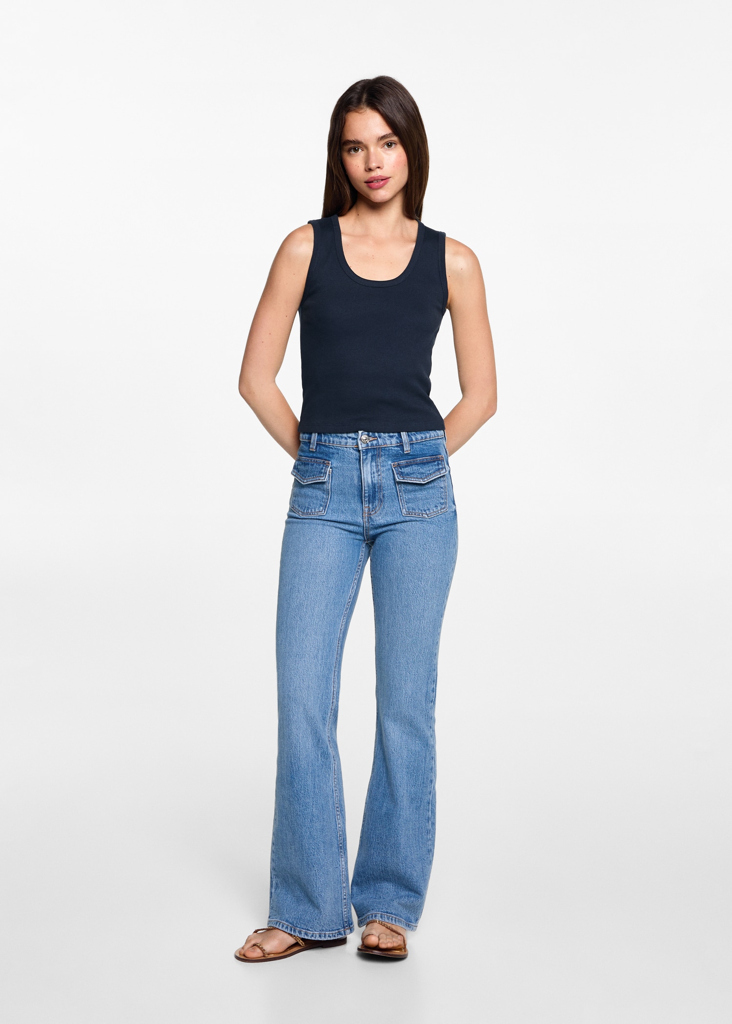 Ribbed cotton-blend top - General plane