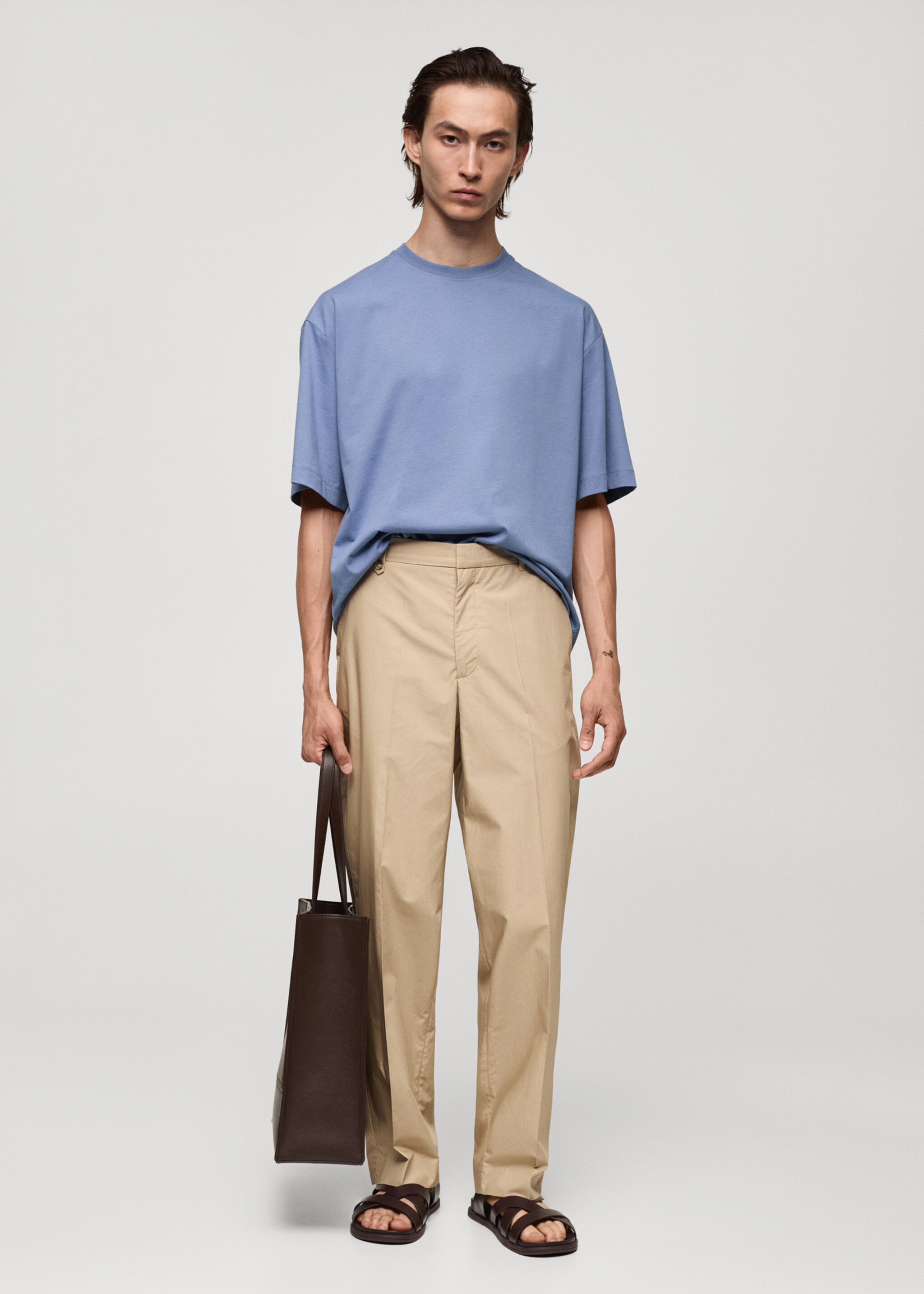 Regular-fit 100% cotton trousers - General plane