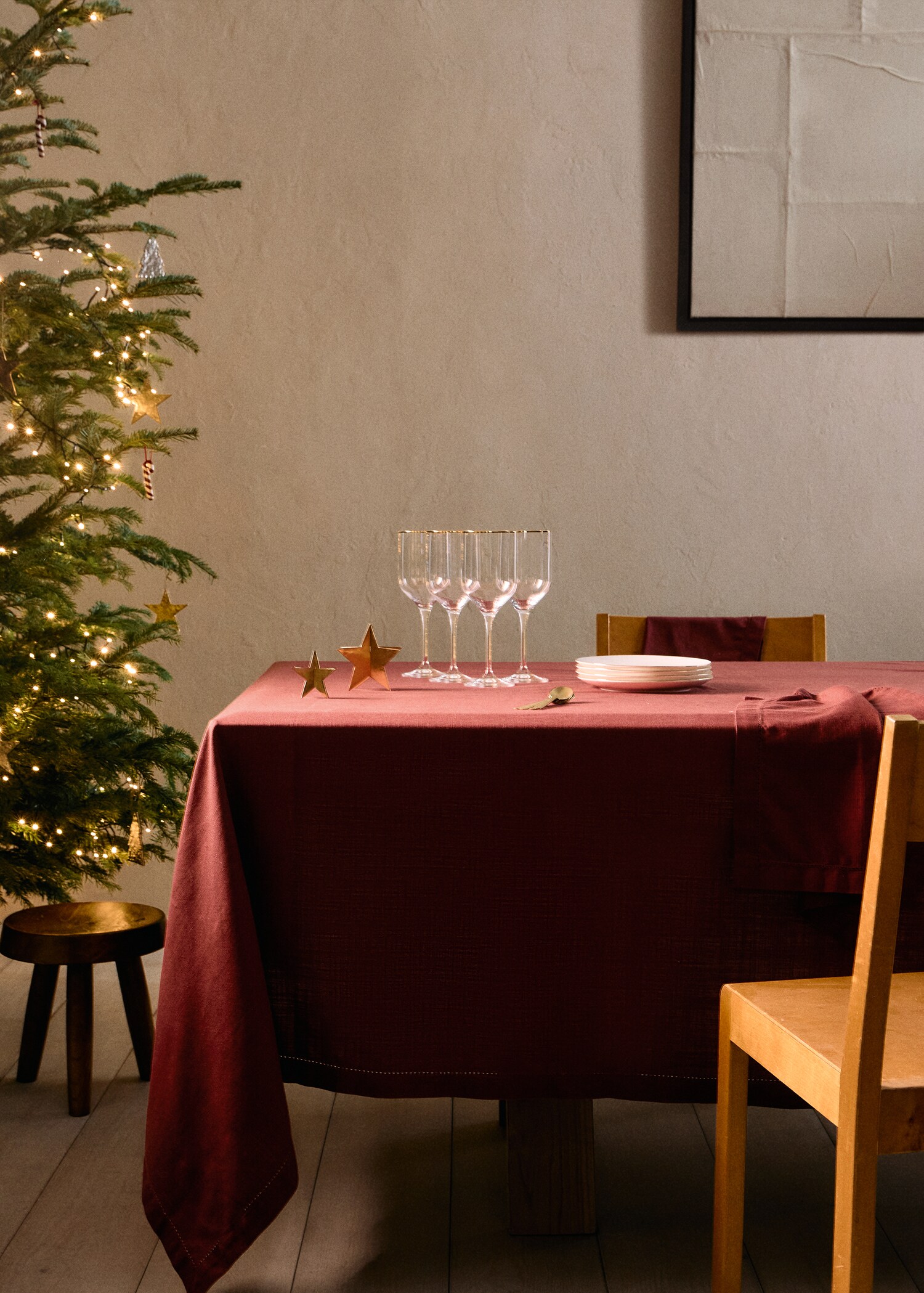 Hemstitch-embroidered tablecloth 170x170cm - General plane