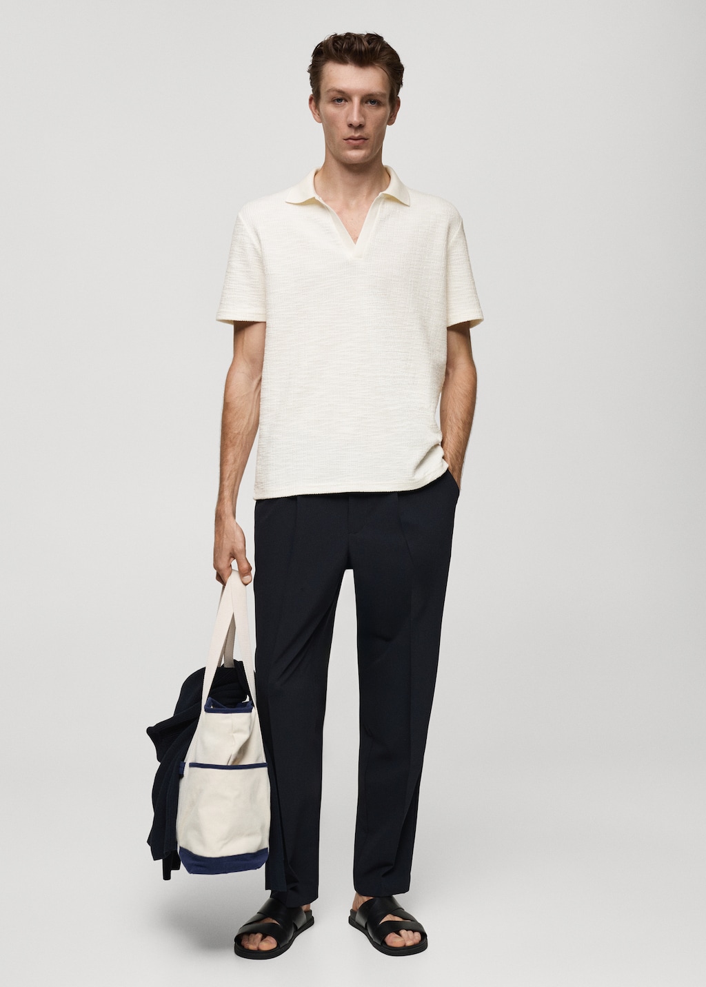 Patterned cotton polo shirt