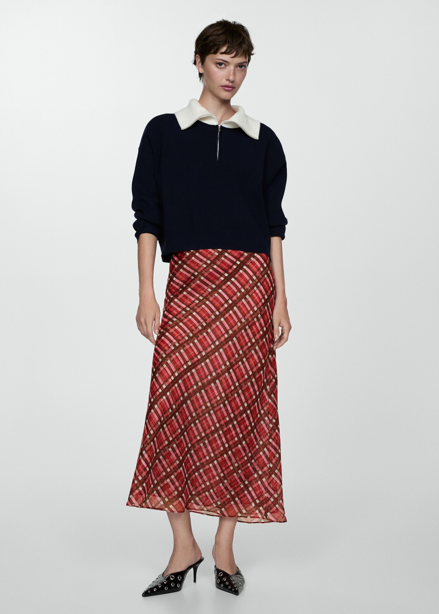 Checked long skirt - General plane