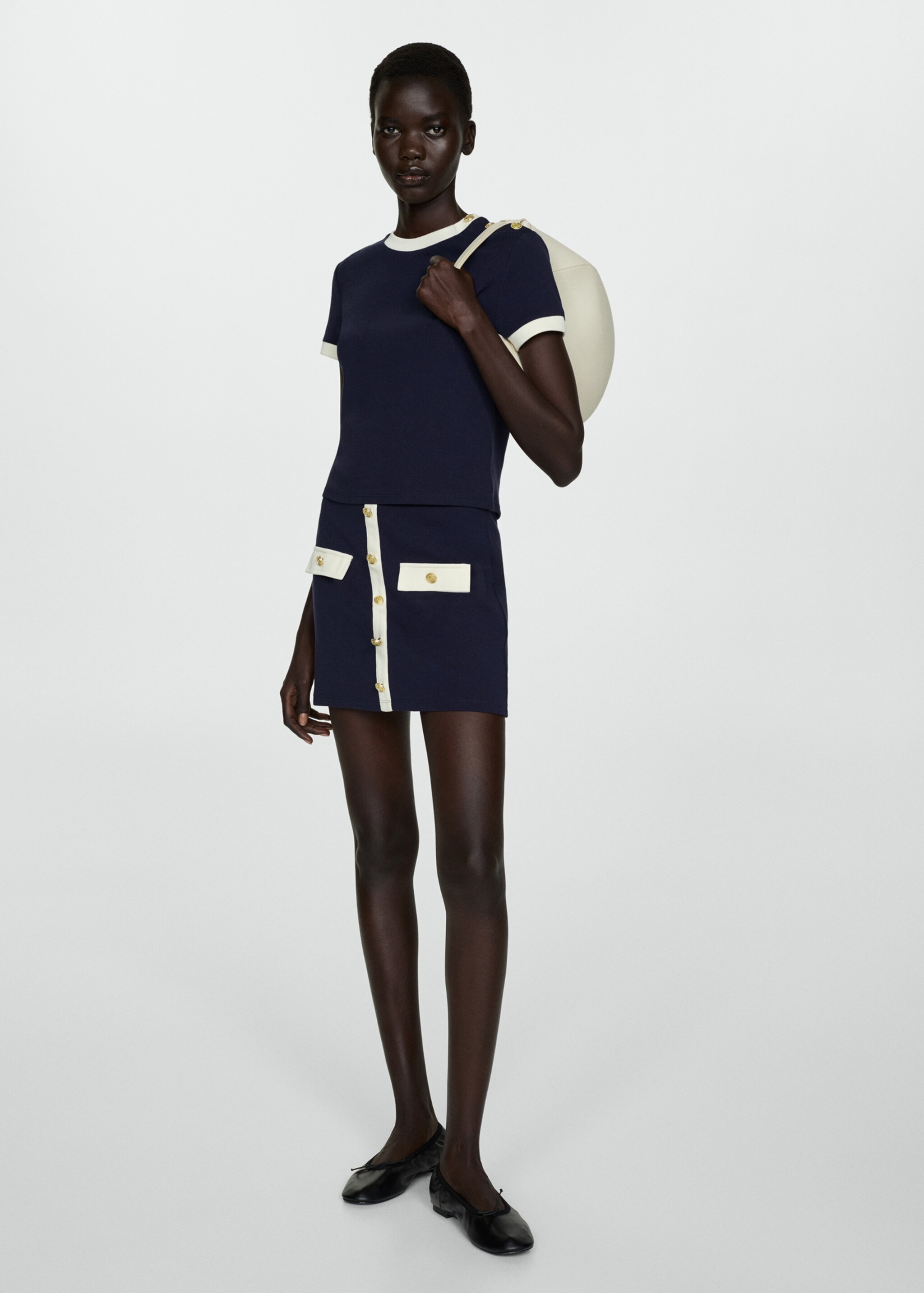 Buttoned knit skirt - General plane, Dark Navy. Ref: 77064028-00.