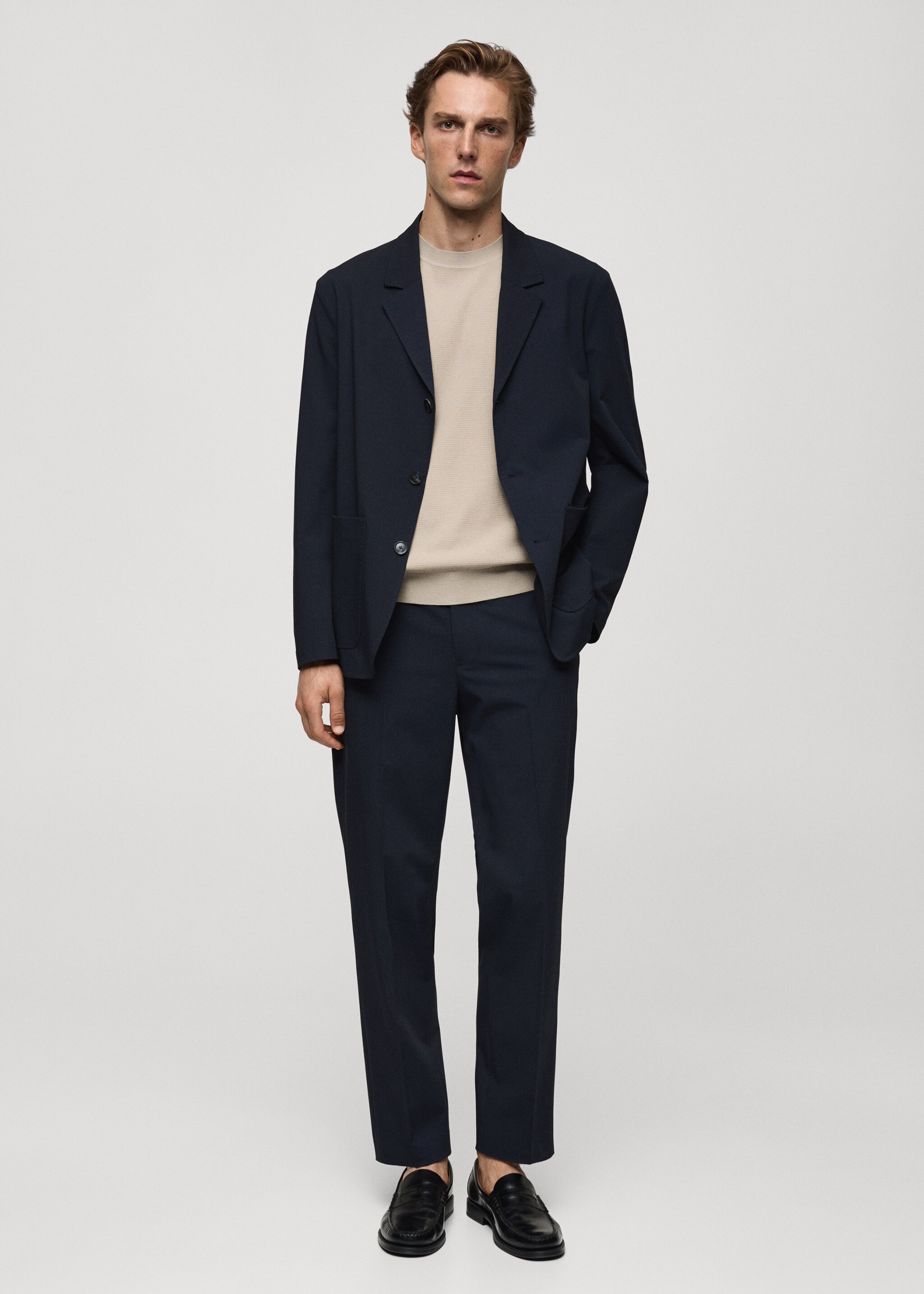 Slim-fit suit blazer with pockets - General plane