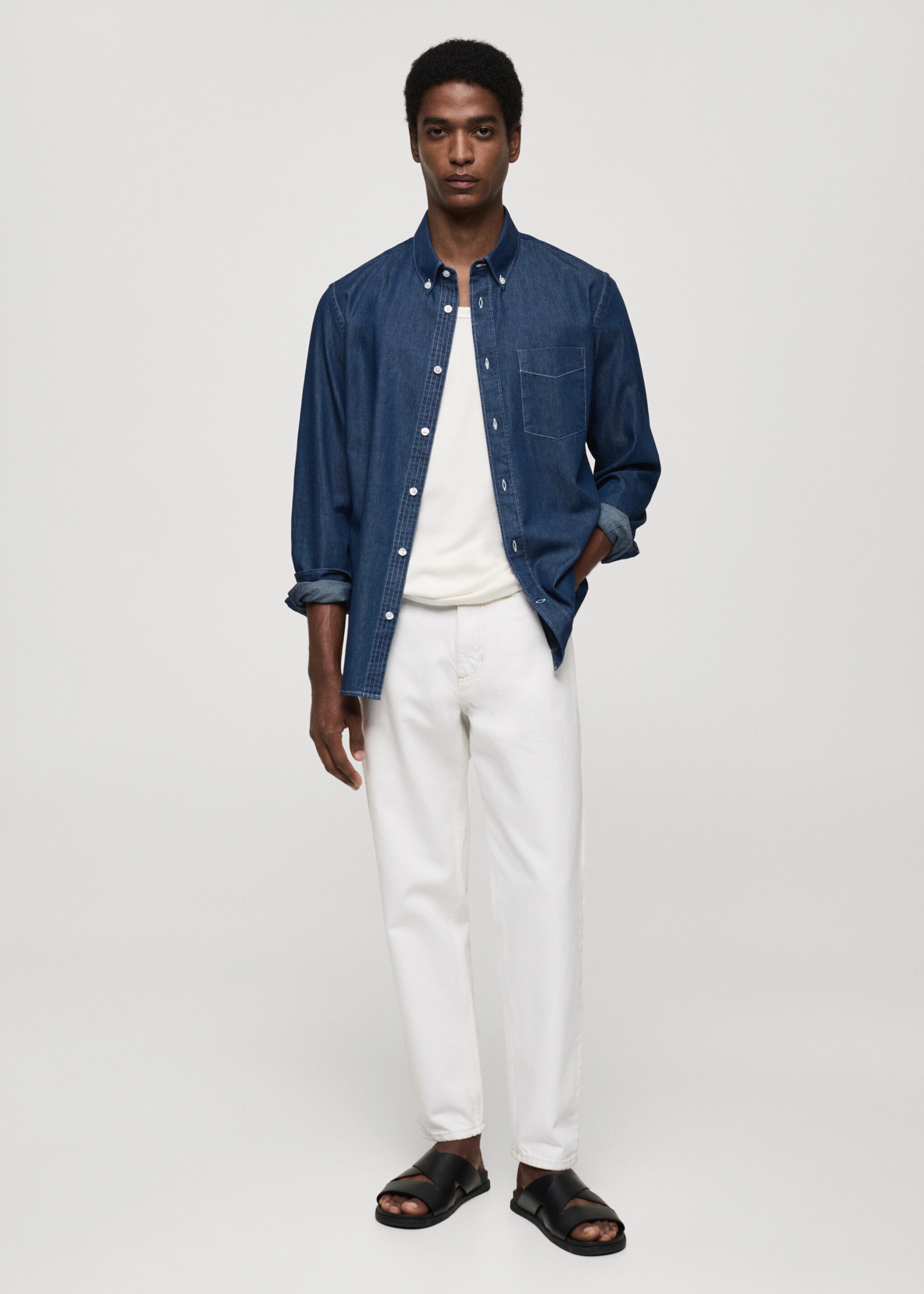 Regular-fit chambray cotton shirt - General plane