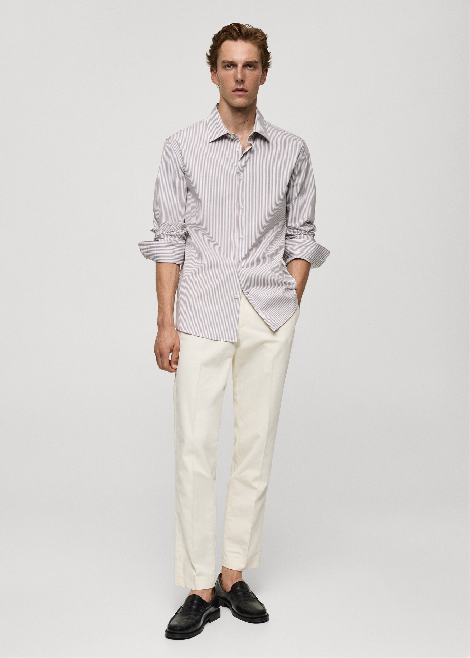 Slim fit fine-striped cotton shirt - General plane