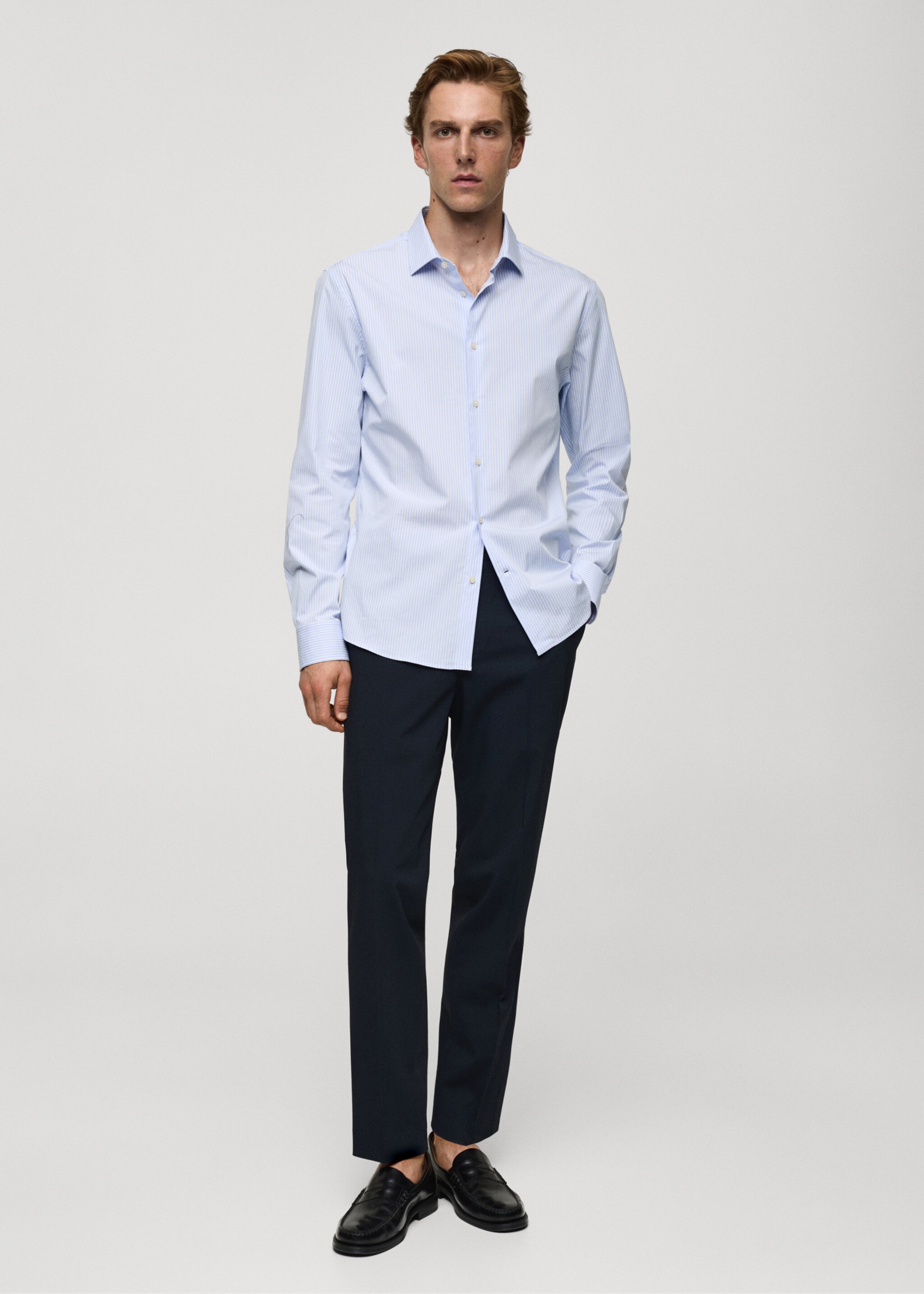 Slim fit fine-striped cotton shirt - General plane