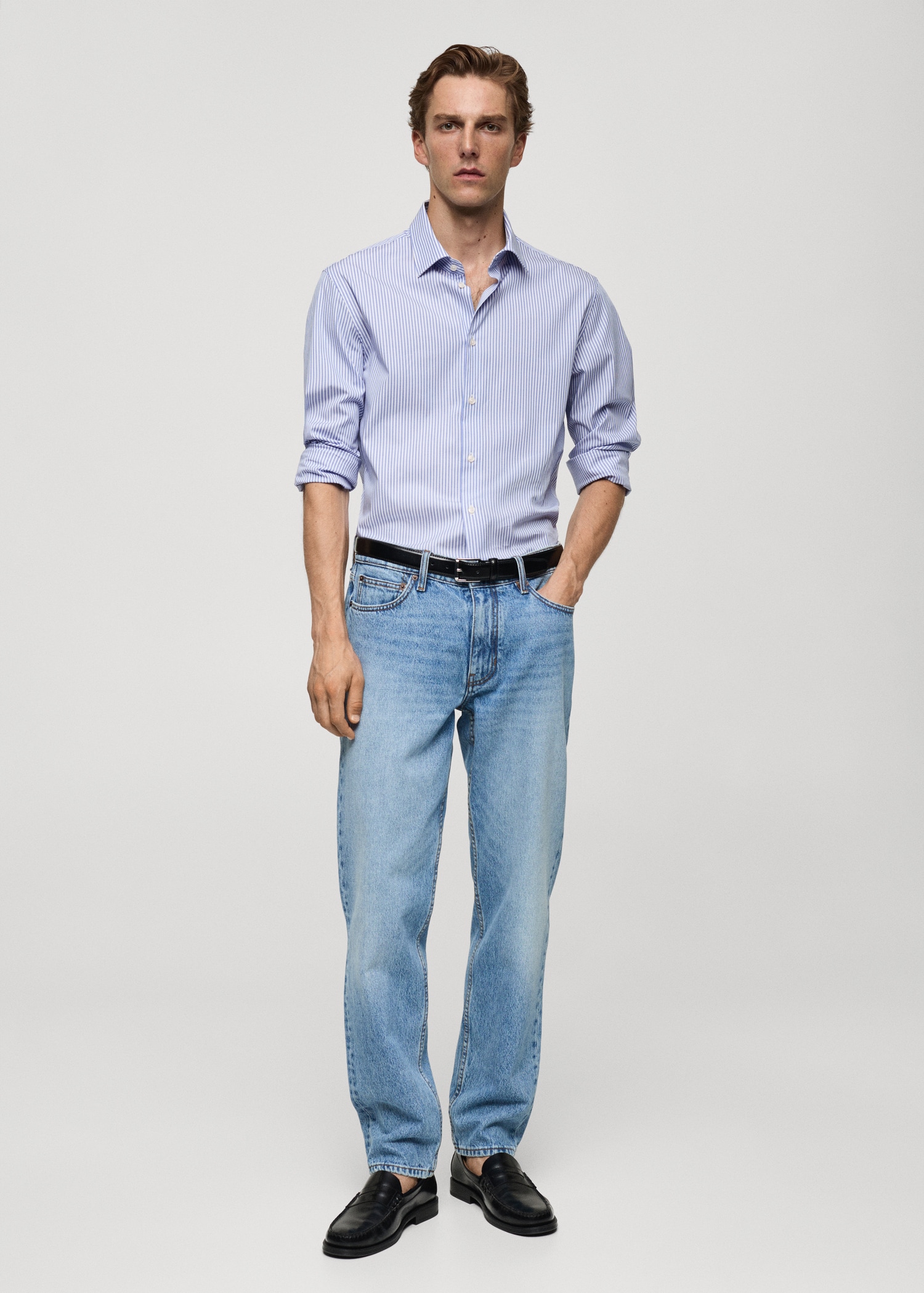 Slim fit fine-striped cotton shirt - General plane