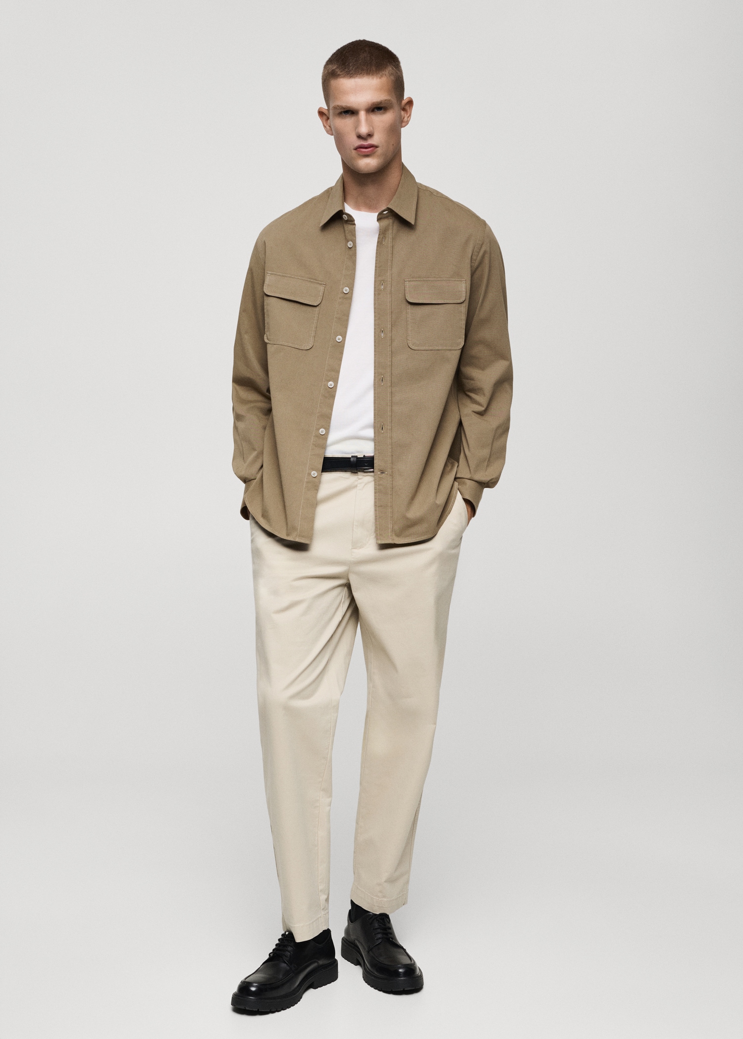 Twill cotton overshirt with pockets - General plane