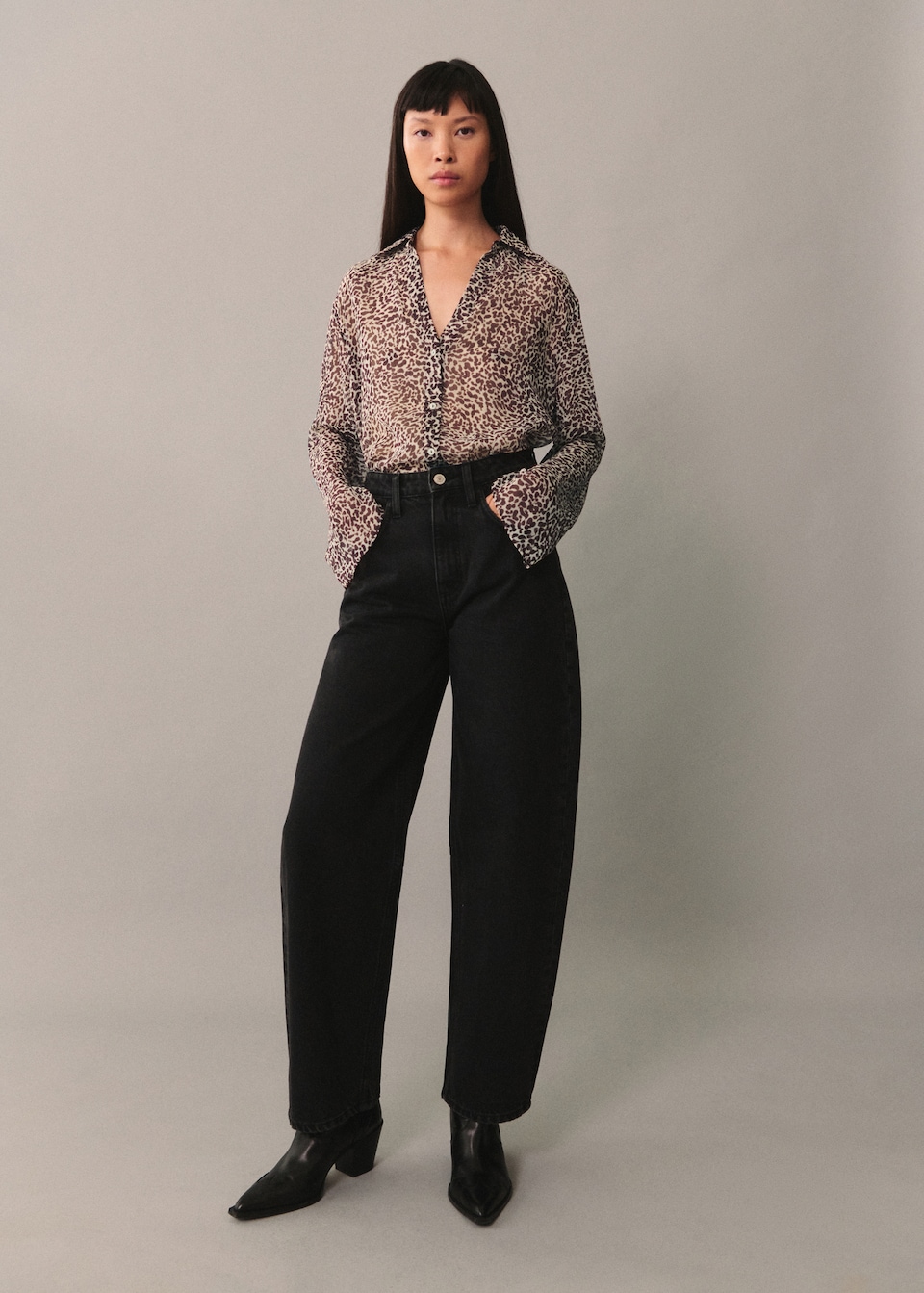 Mango Fluid leopard-print shirt