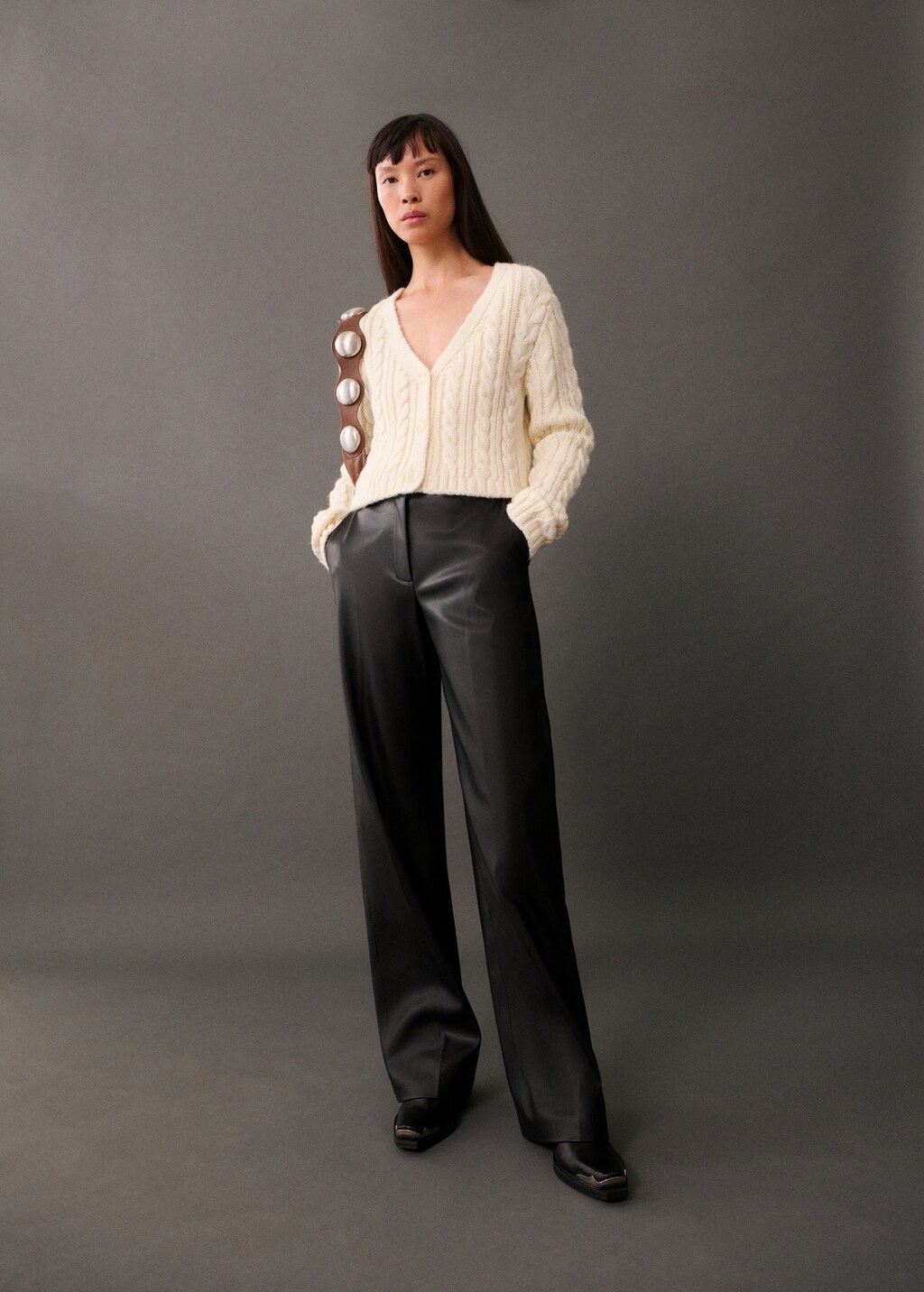Buttoned knit braided cardigan - image 2