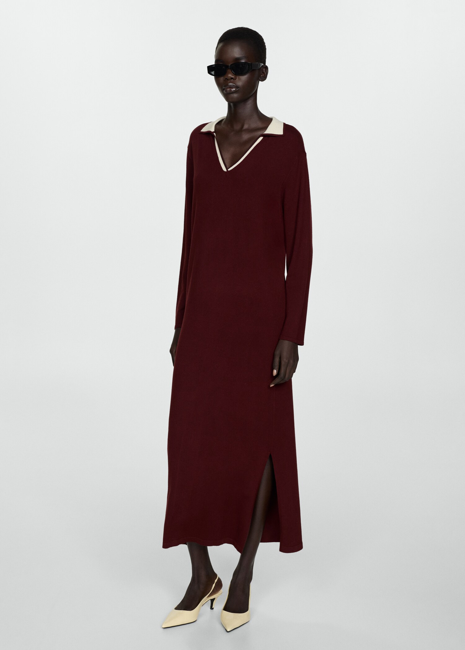 Contrast collar knit dress - General plane