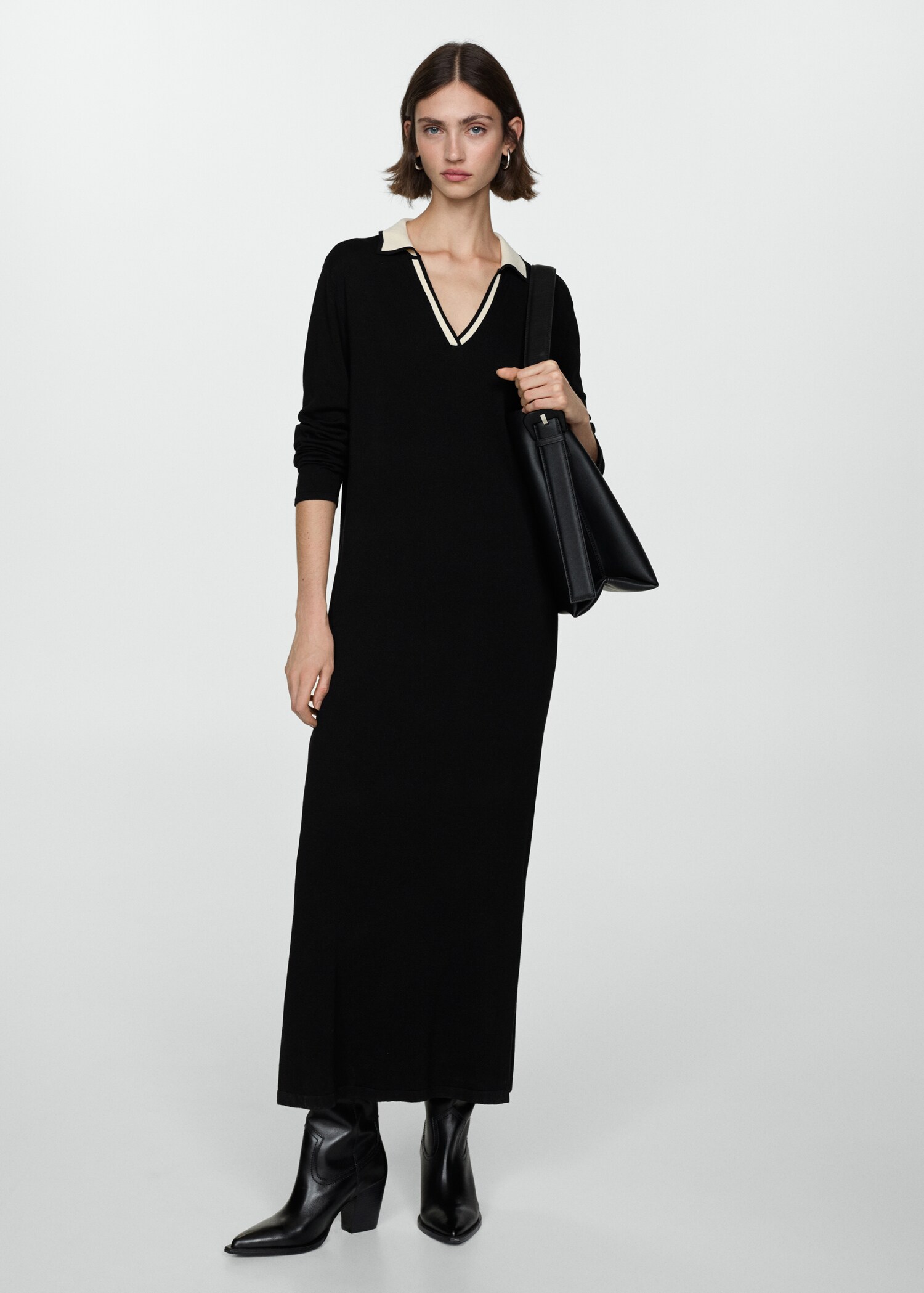 Contrast collar knit dress - General plane