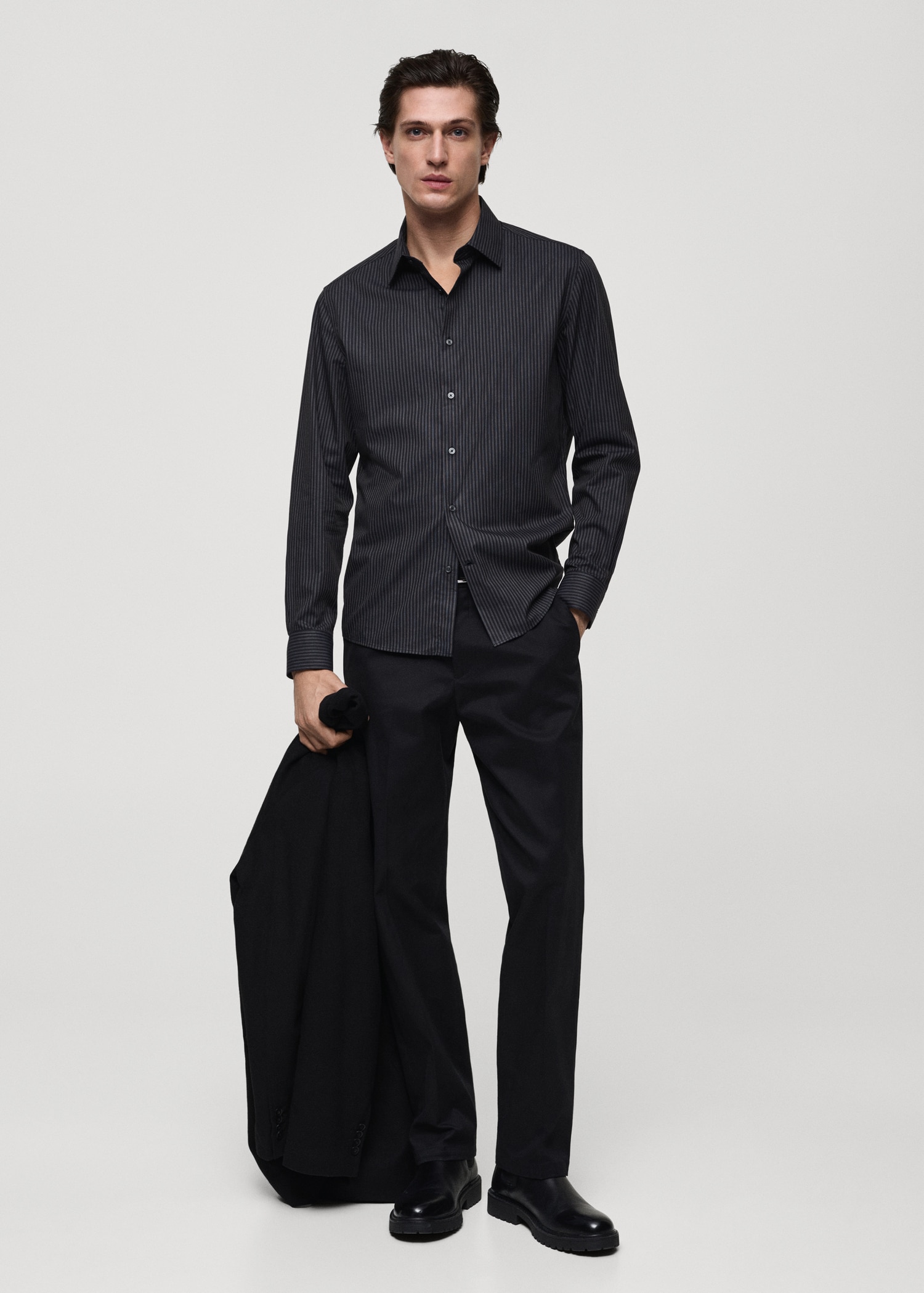 Slim-fit cotton pinstripe shirt - General plane