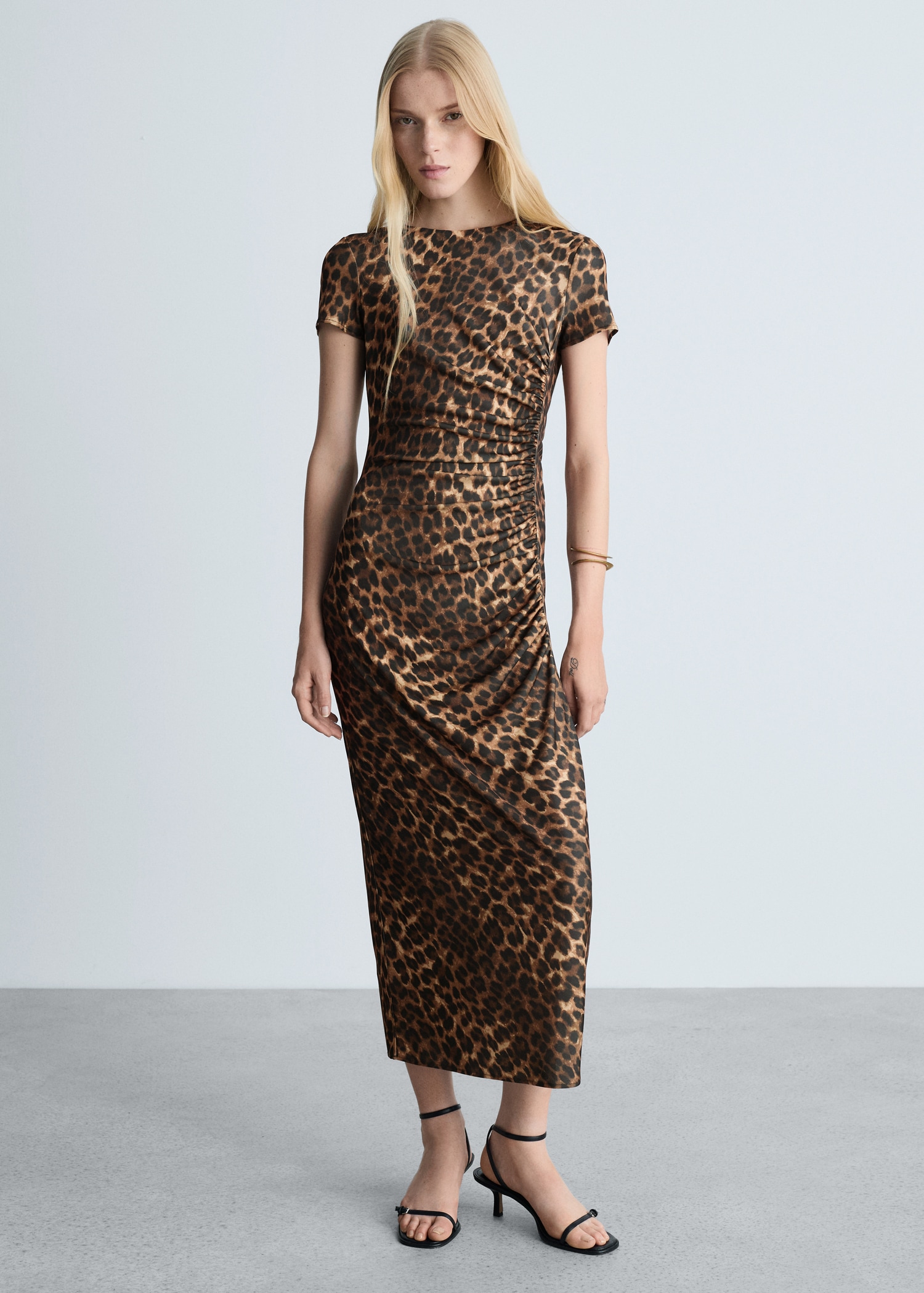 Leopard-print dress with ruffled details Femme MANGO France (La Réunion)