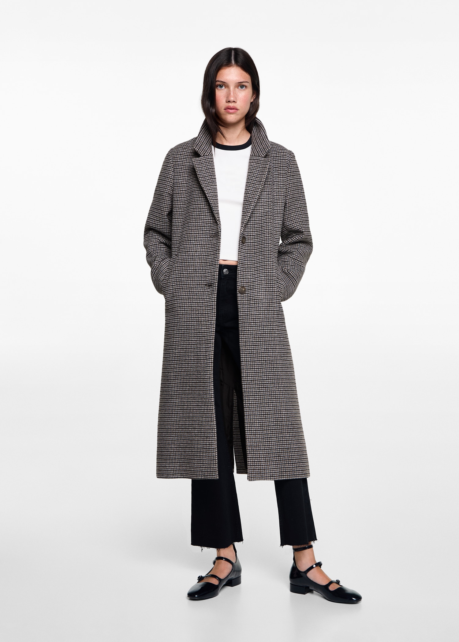 Houndstooth wool-blend coat Teen MANGO Niger - Main Image