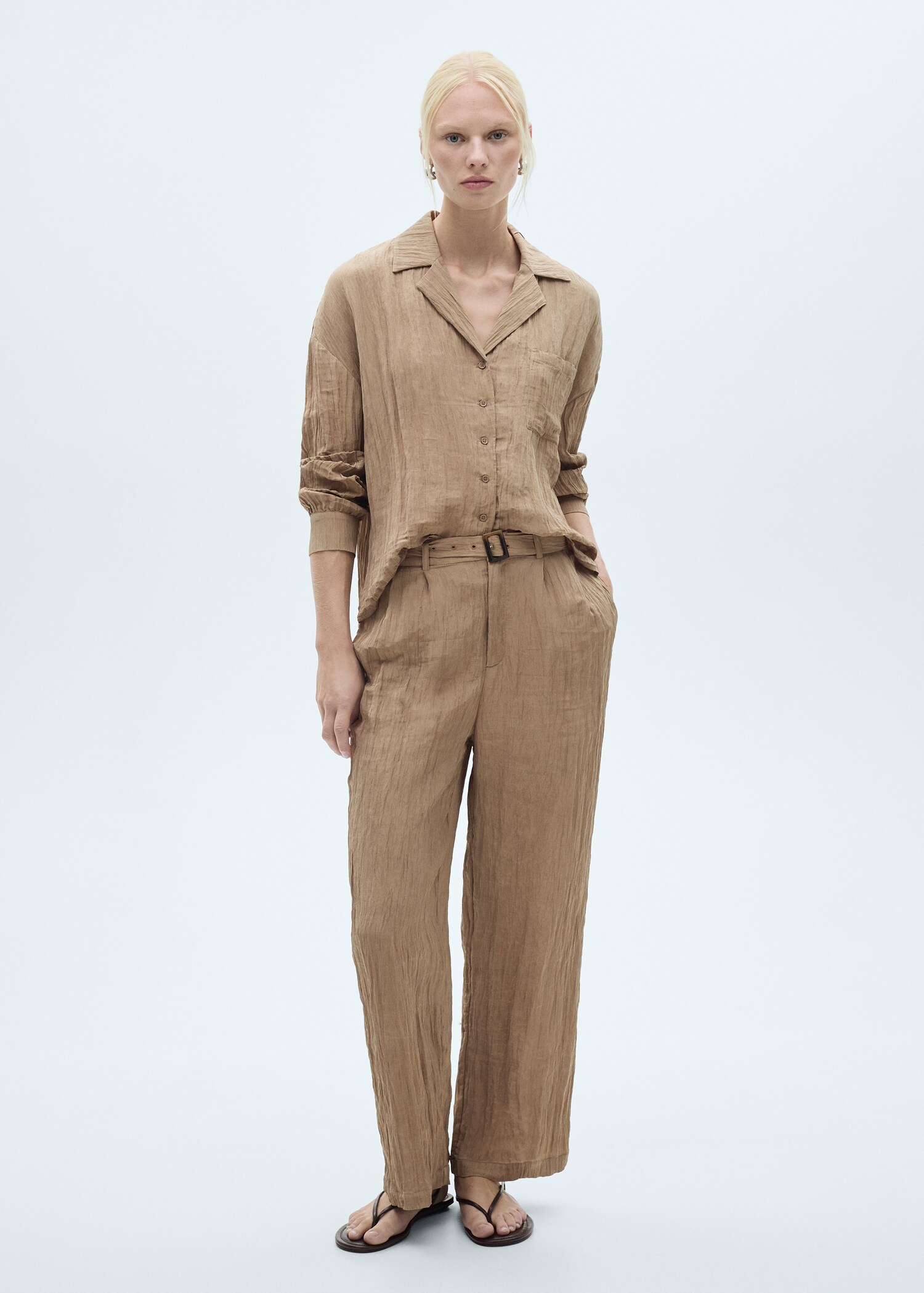 Textured trousers with belt - General plane