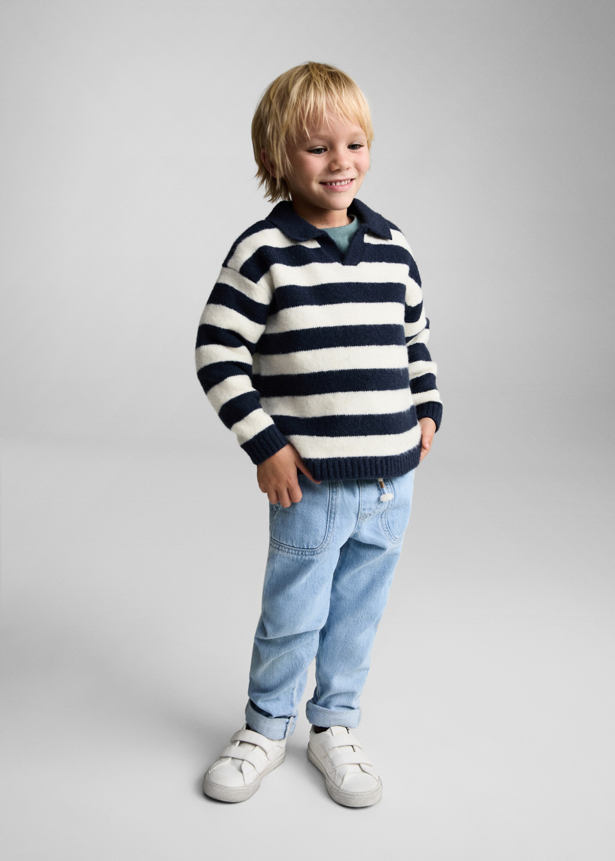 Striped polo-neck sweater - General plane