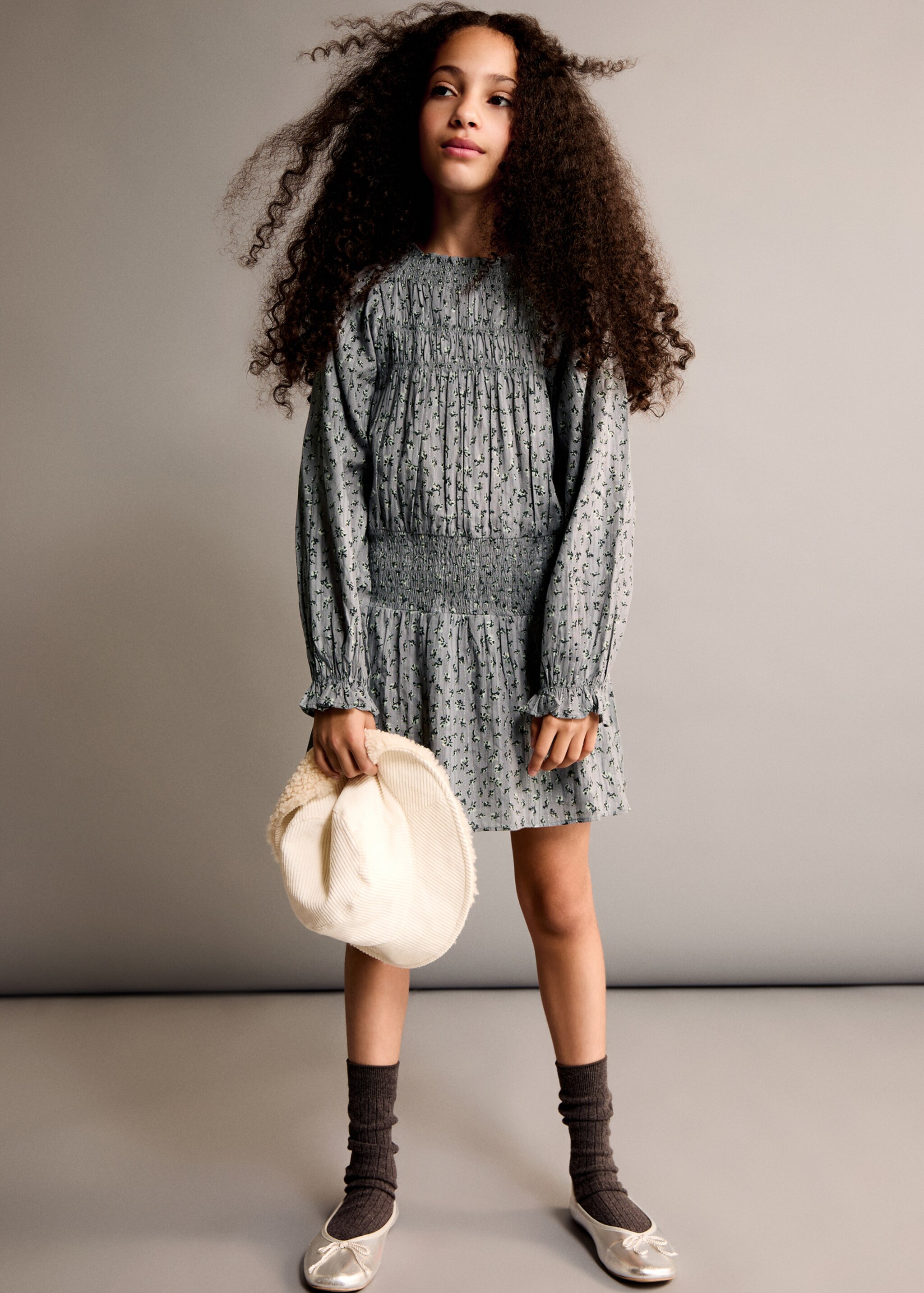 Robe imprimée Lurex - Plan général, Gris. Ref: 77067681-00.