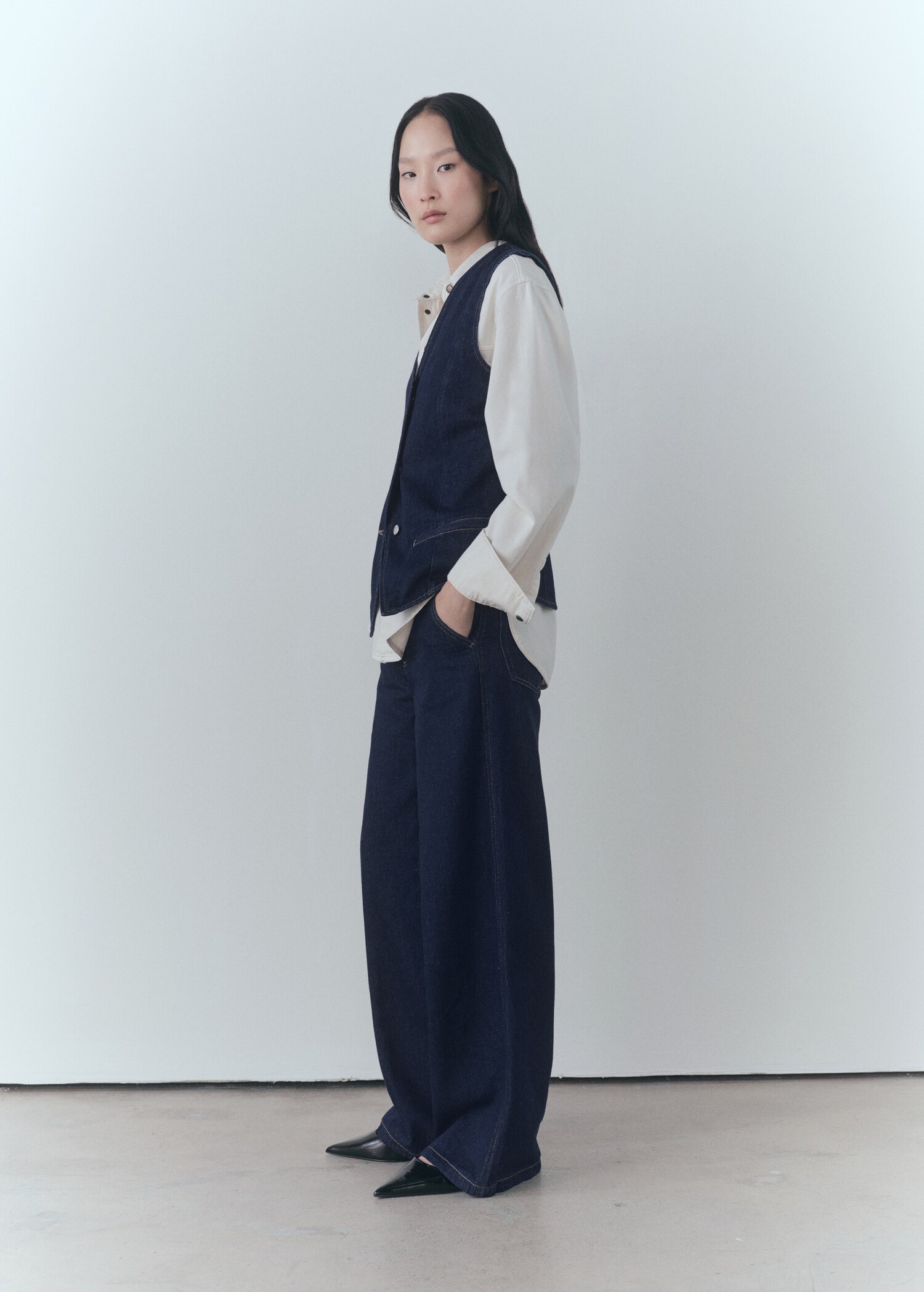 Denim rinse-wash gilet - Overzichtstekening
