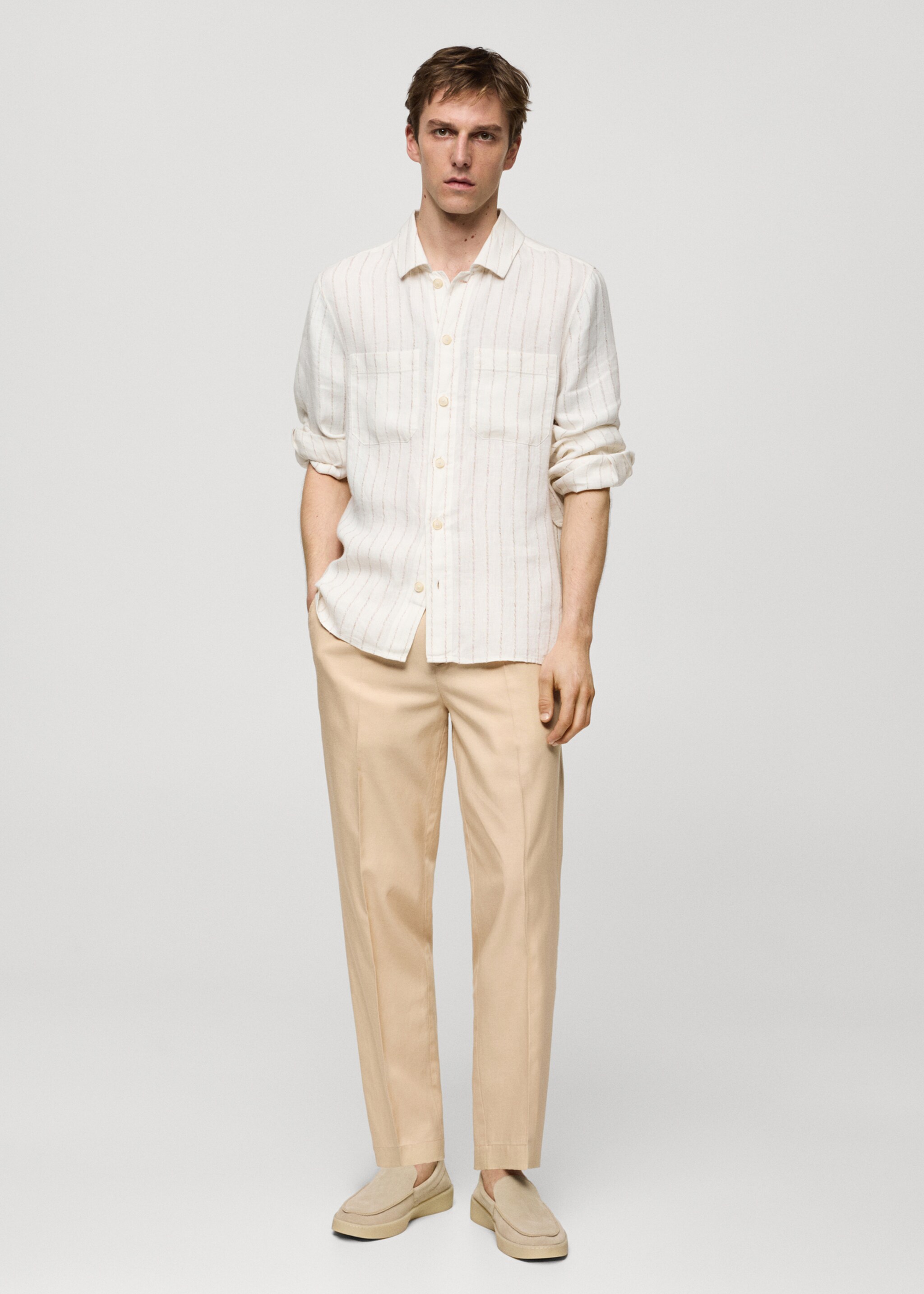 Cotton lyocell pleated trousers - General plane