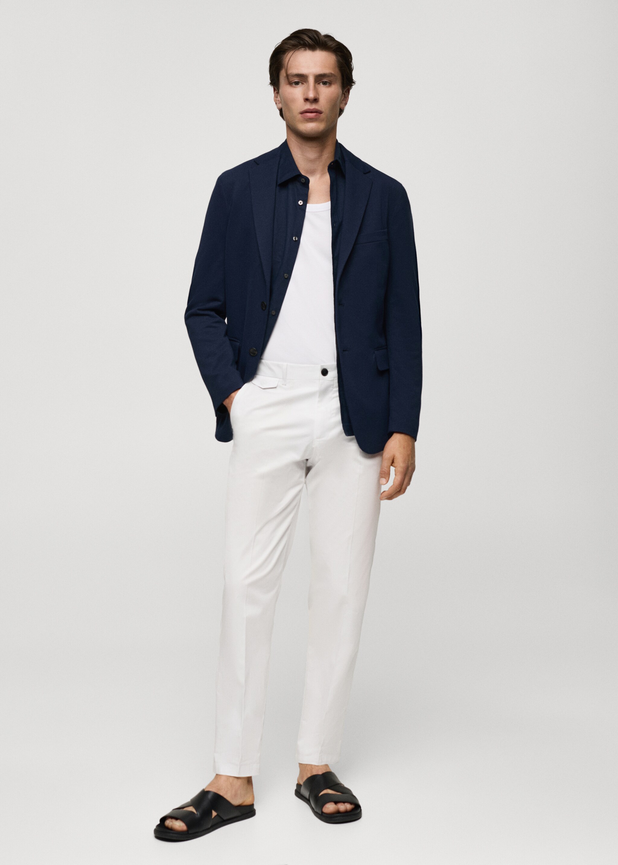 Structured slim fit cotton blazer - General plane