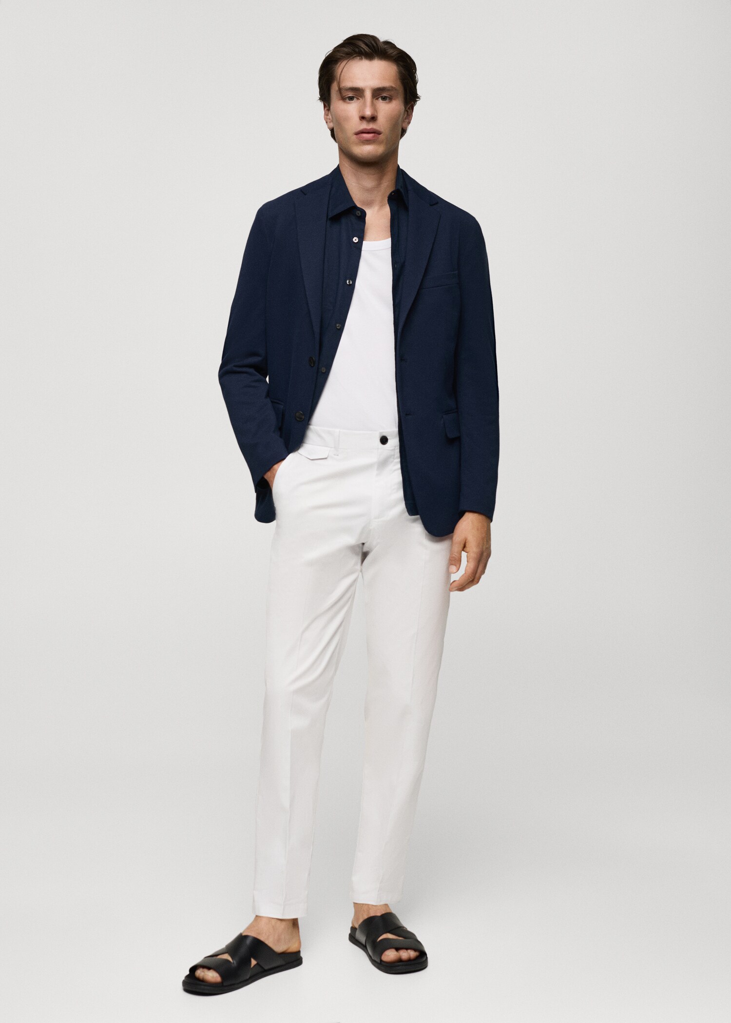 Structured slim fit cotton blazer - General plane