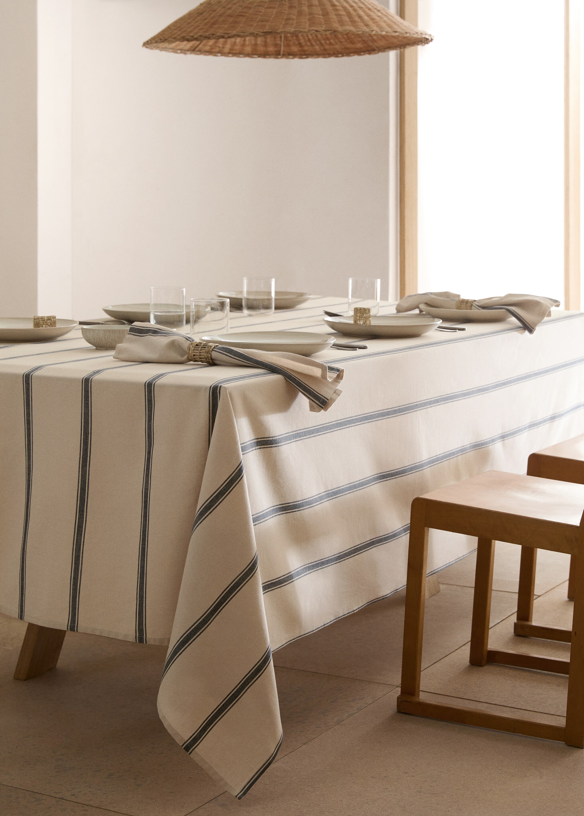100% cotton striped tablecloth 170x250cm - General plane