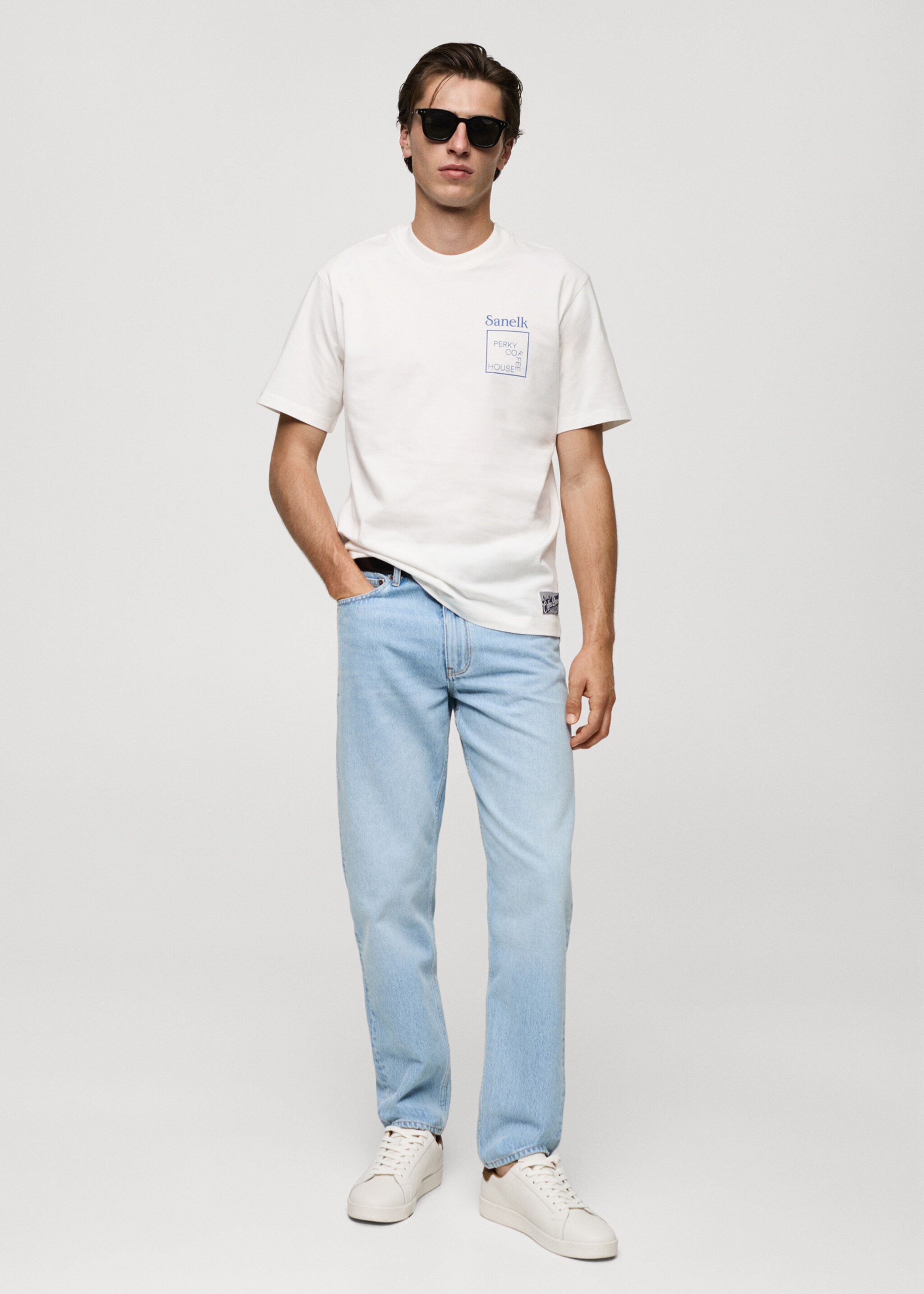 T-shirt regular-fit coton imprimé - Plan général, Blanc. Ref: 77070589-00.