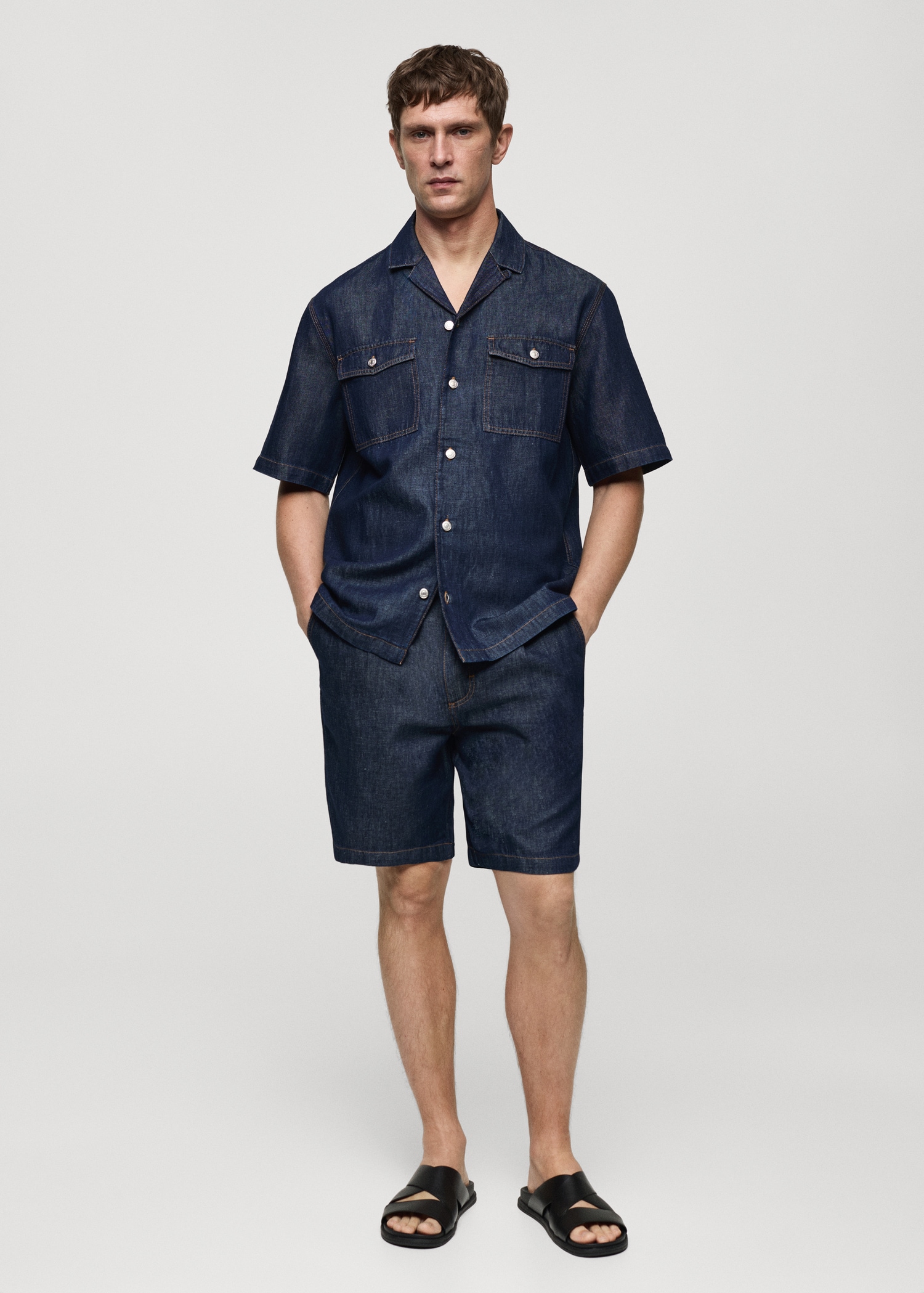 Cotton linen denim shirt - General plane