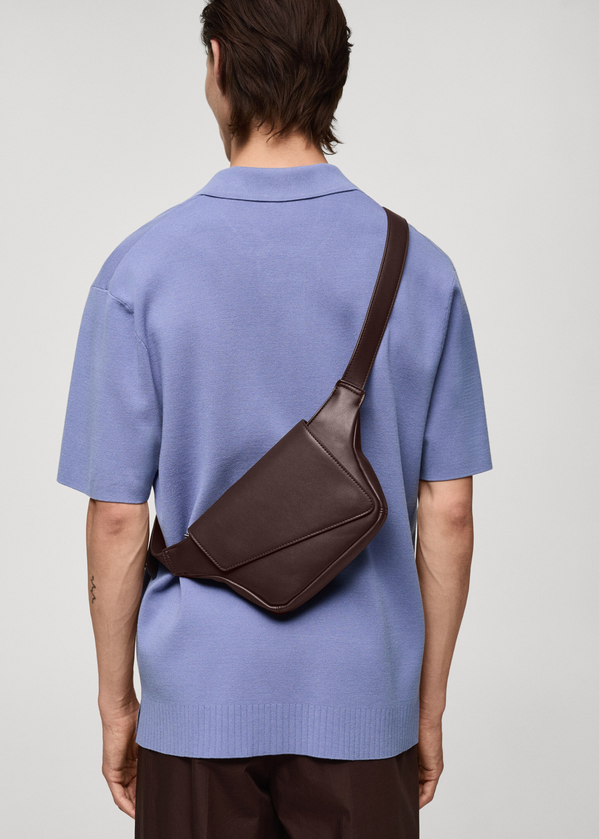 Tumbled leather effect fanny pack shoulder bag - General plane