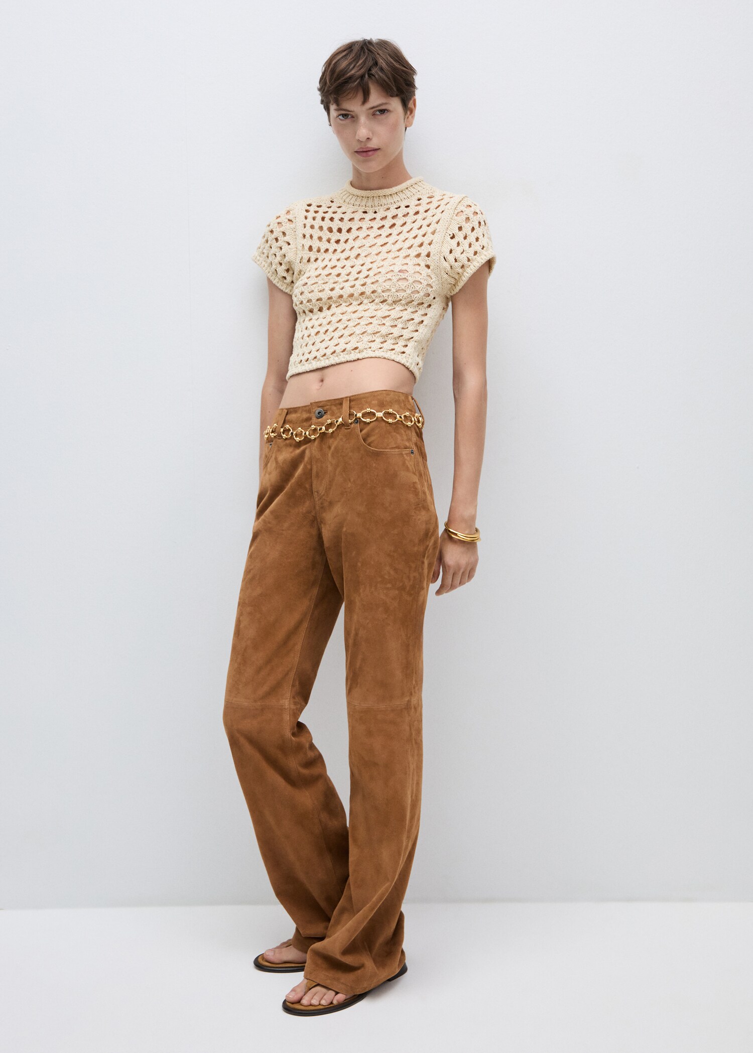 Openwork short-sleeved sweater - General plane