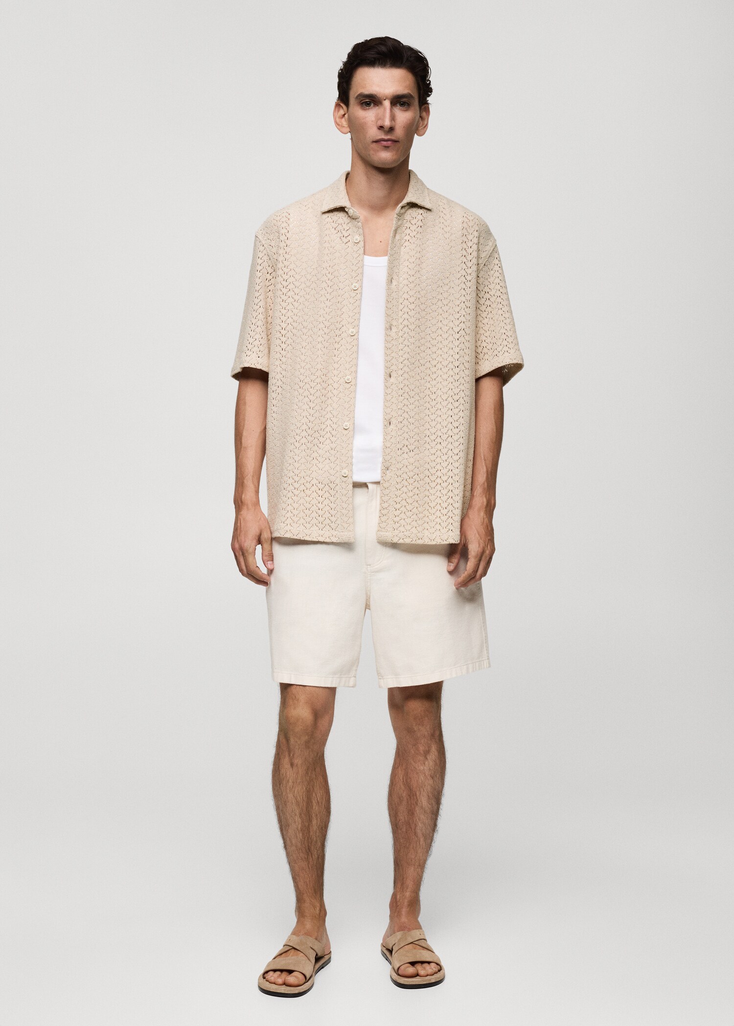 Chemise coton maille ajourée - Plan général