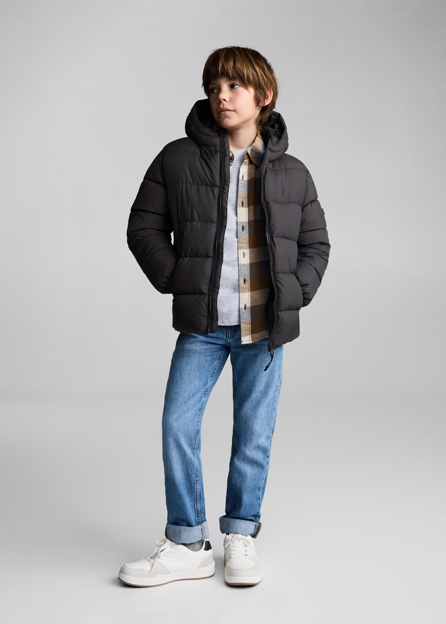 Hood quilted coat - General plane