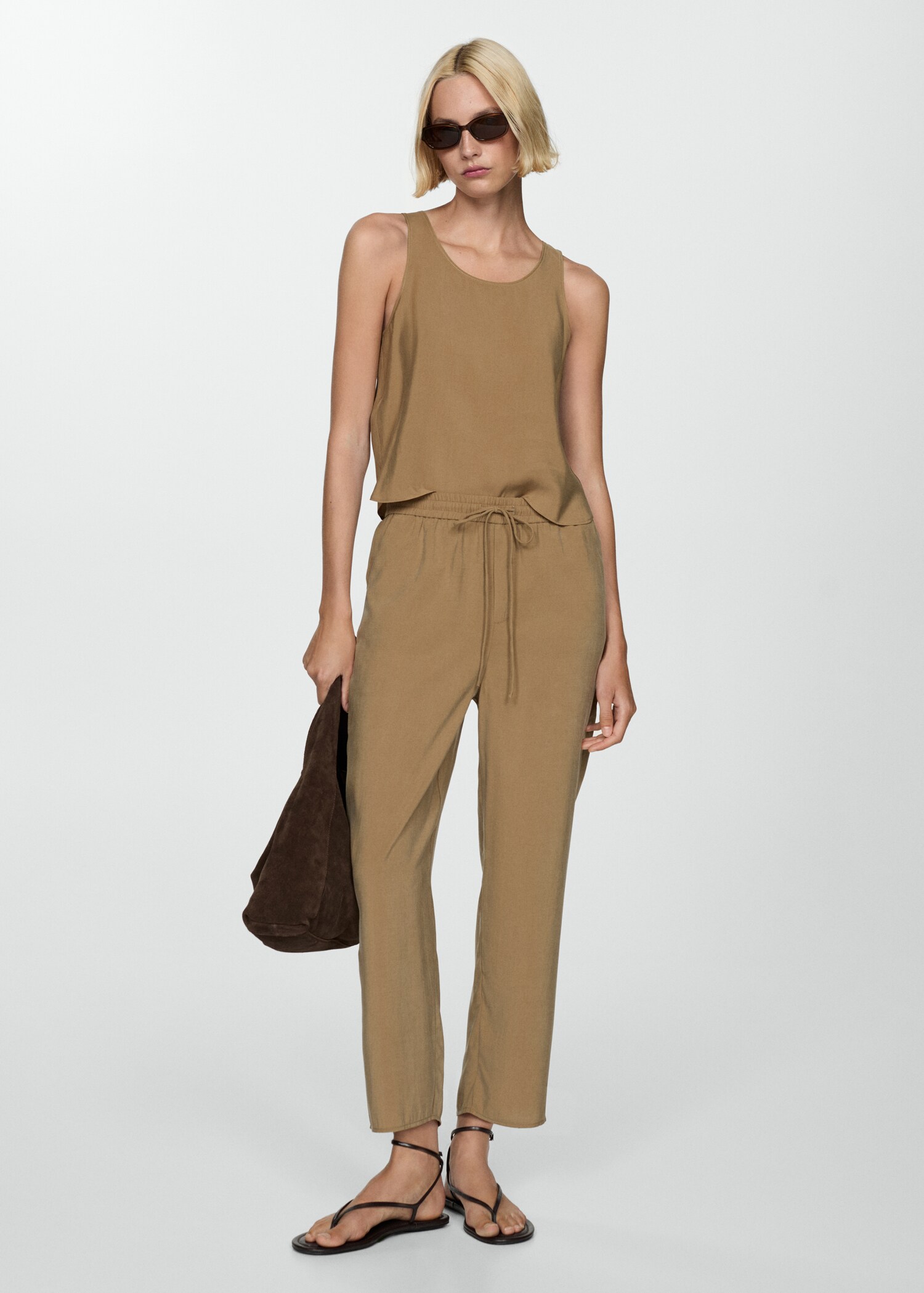 Pantalons rectes modal - Pla general