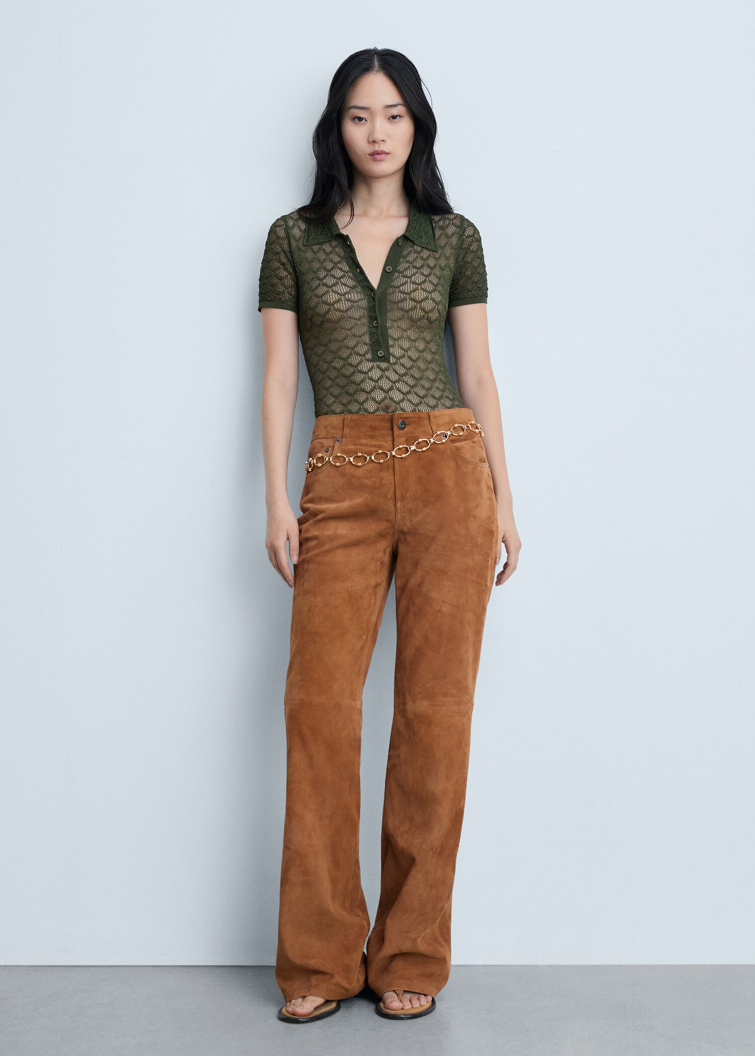 Straight-fit leather trousers - General plane