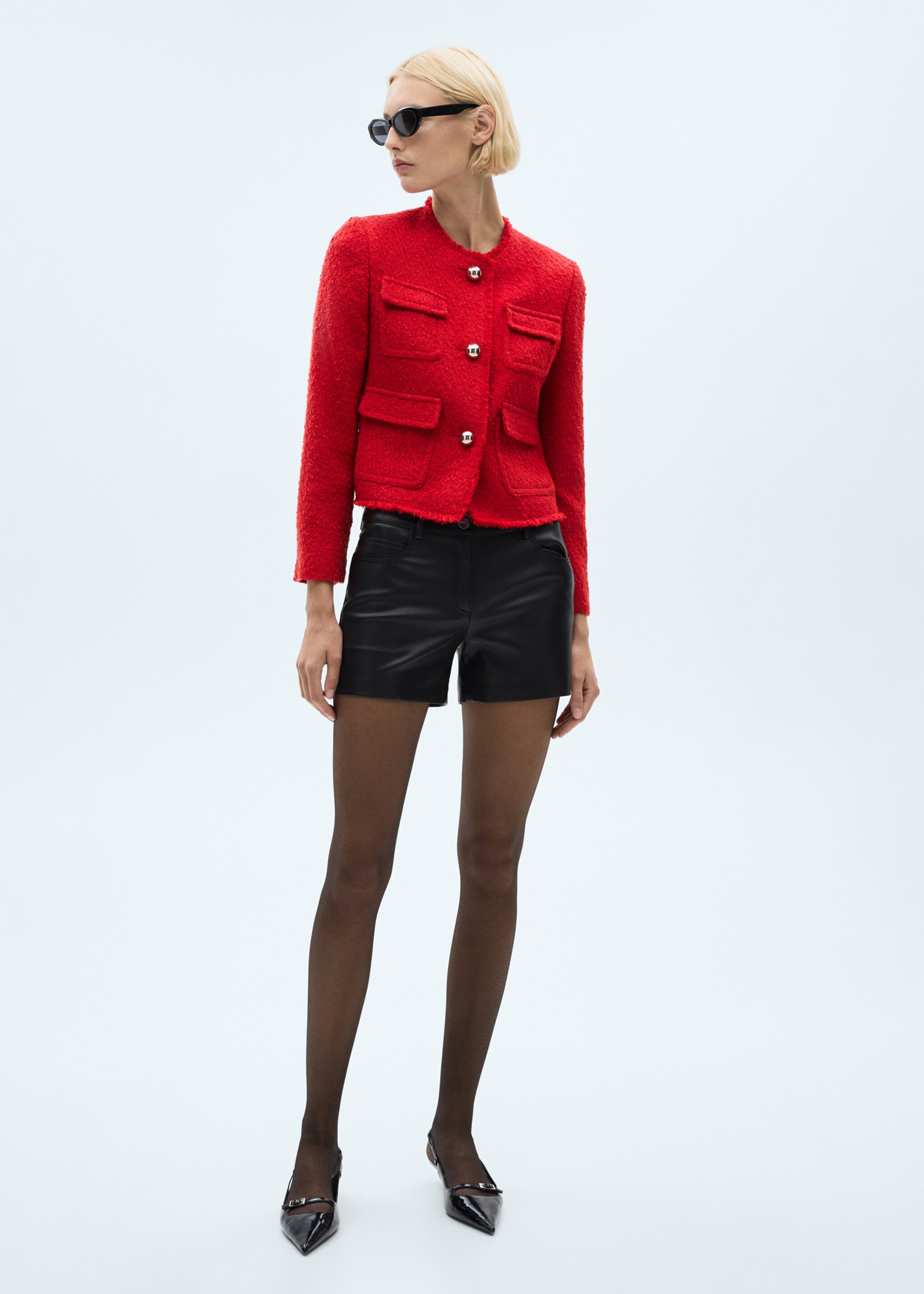 Chaqueta tweed bolsillos - Plano general