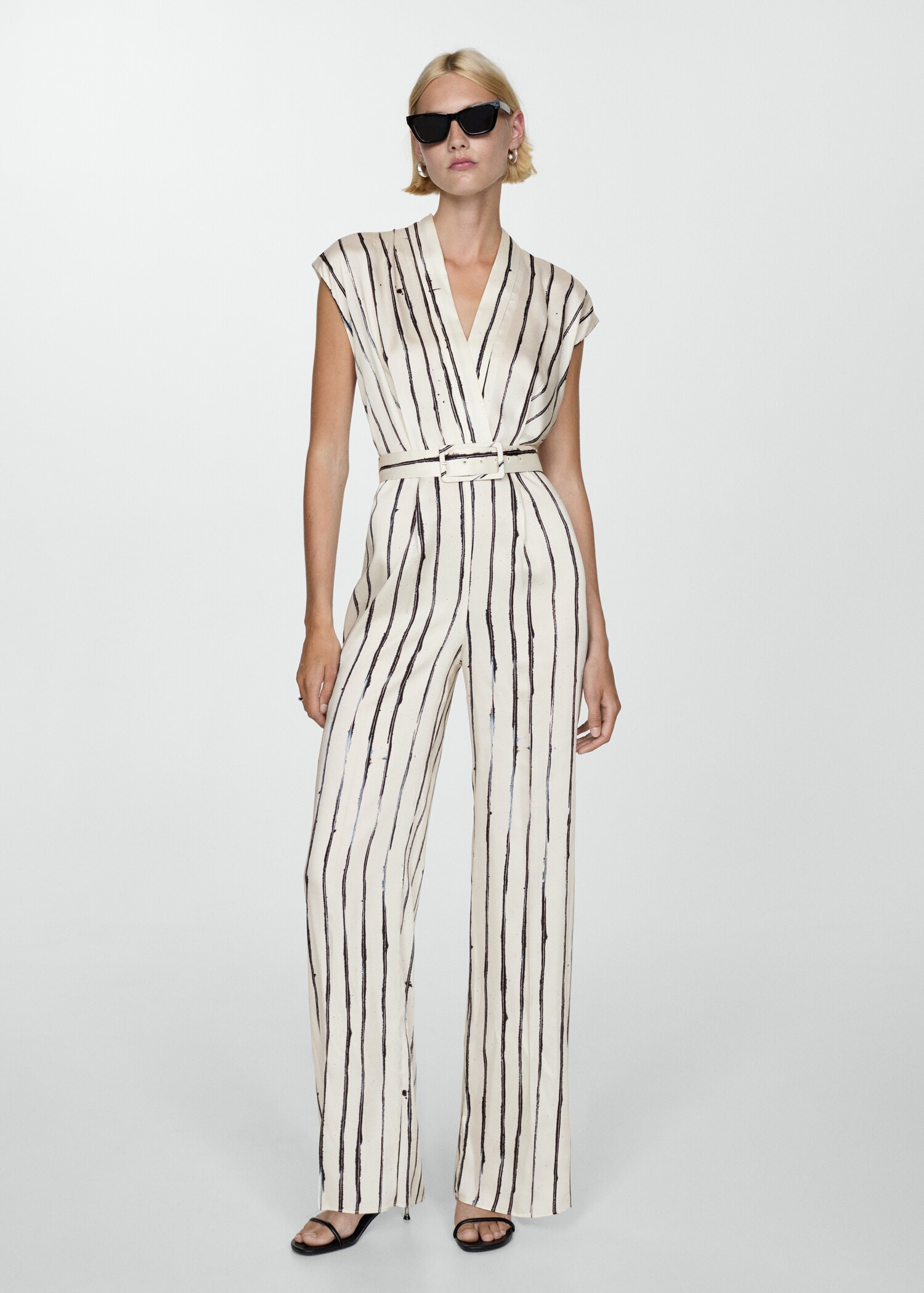 Striped satin jumpsuit - General plane