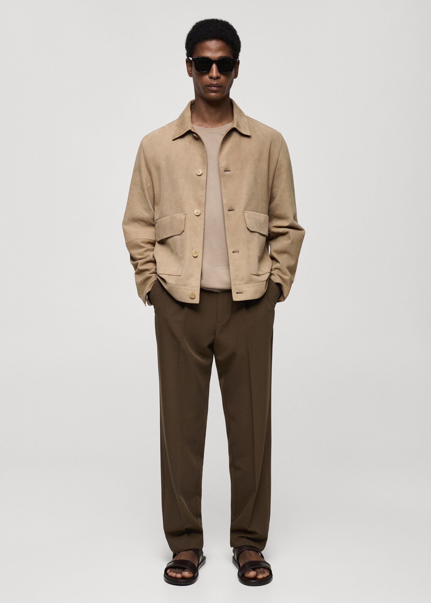 Jacke aus 100 % Wildleder mit Taschen - Allgemeine Ansicht