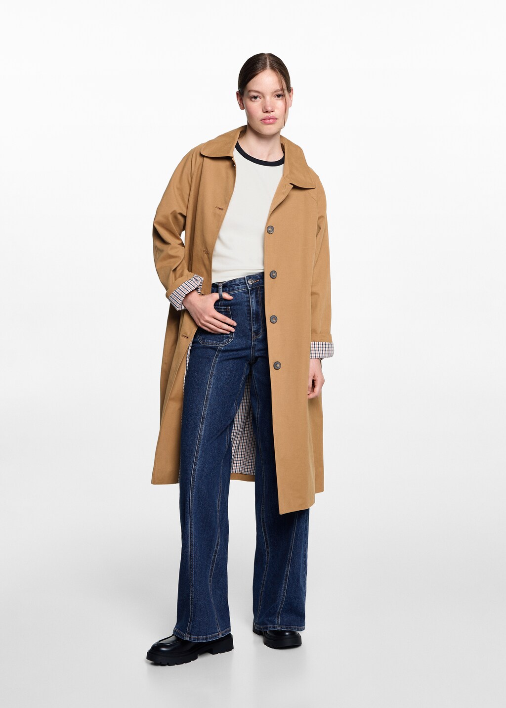 Wideleg jeans with decorative seams Teen MANGO United Kingdom