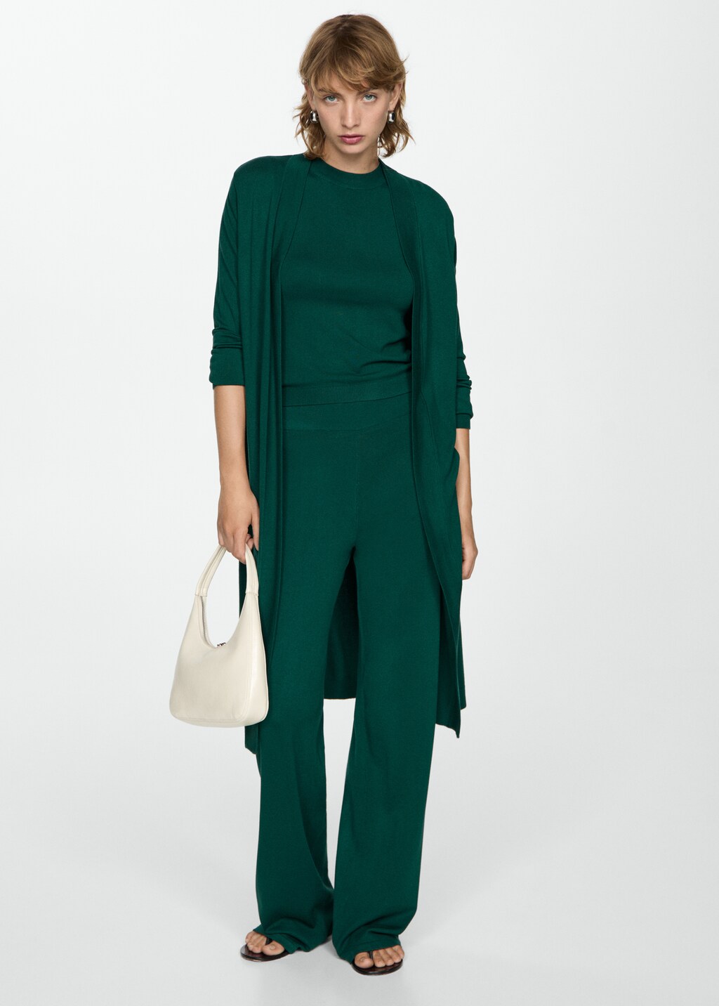 Fine knit long cardigan