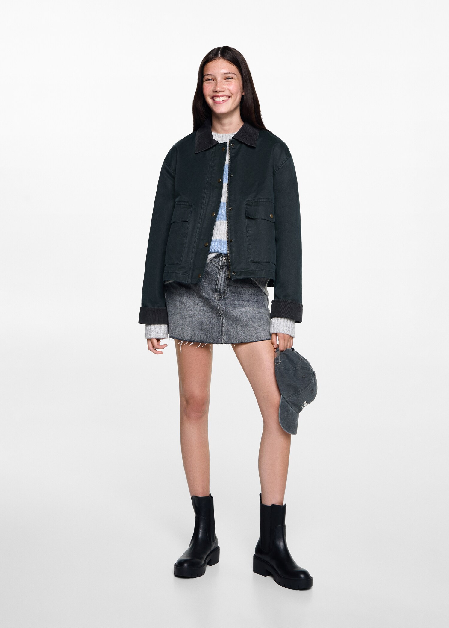 Waxed-effect short parka - General plane
