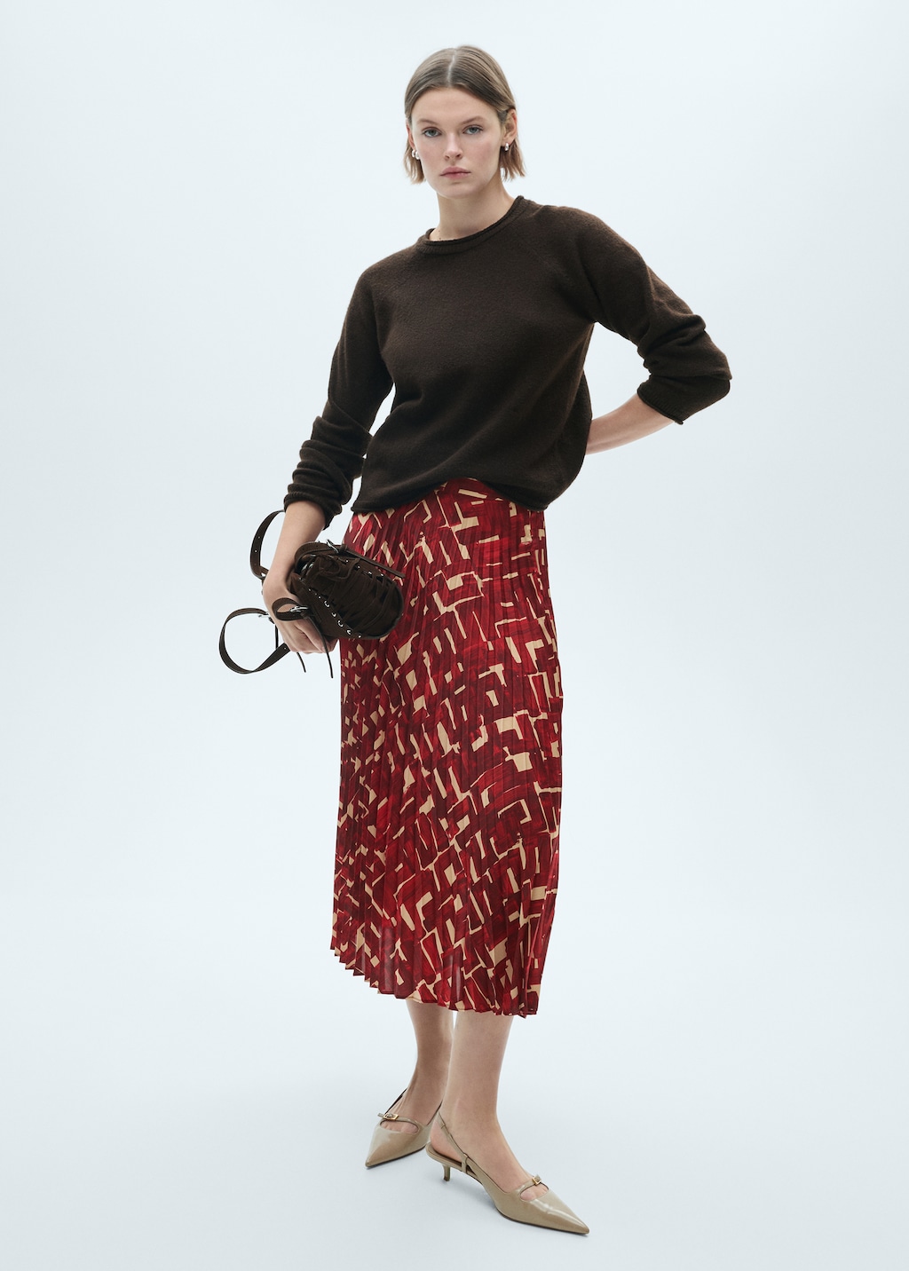 Plisserok met print Dames MANGO Nederland